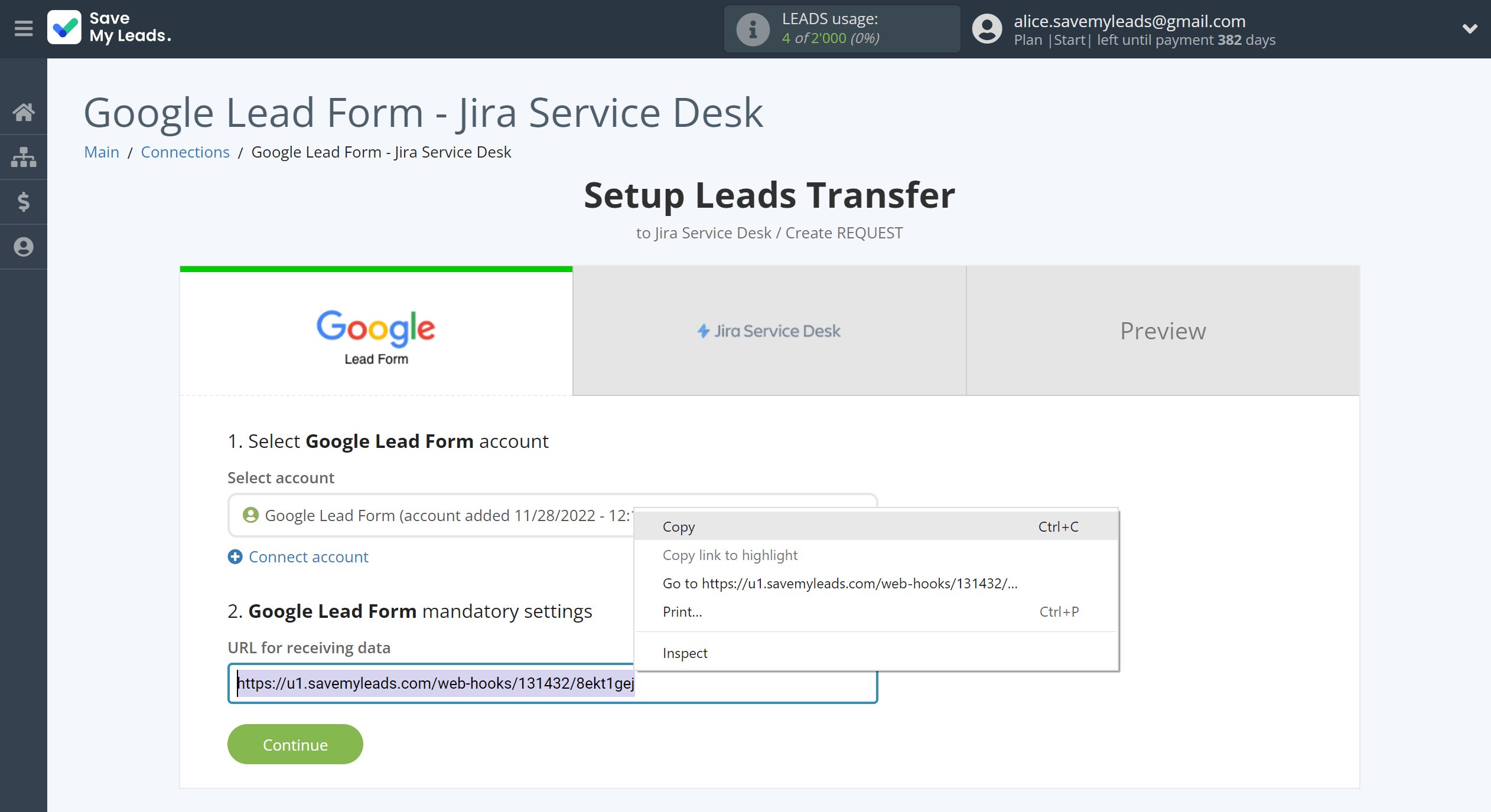 How to Connect Google Lead Form with Jira Service Desk | Data Source account connection