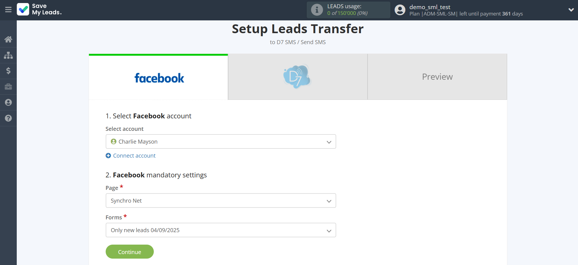 How to Connect Facebook with D7 SMS | Data Source account connection