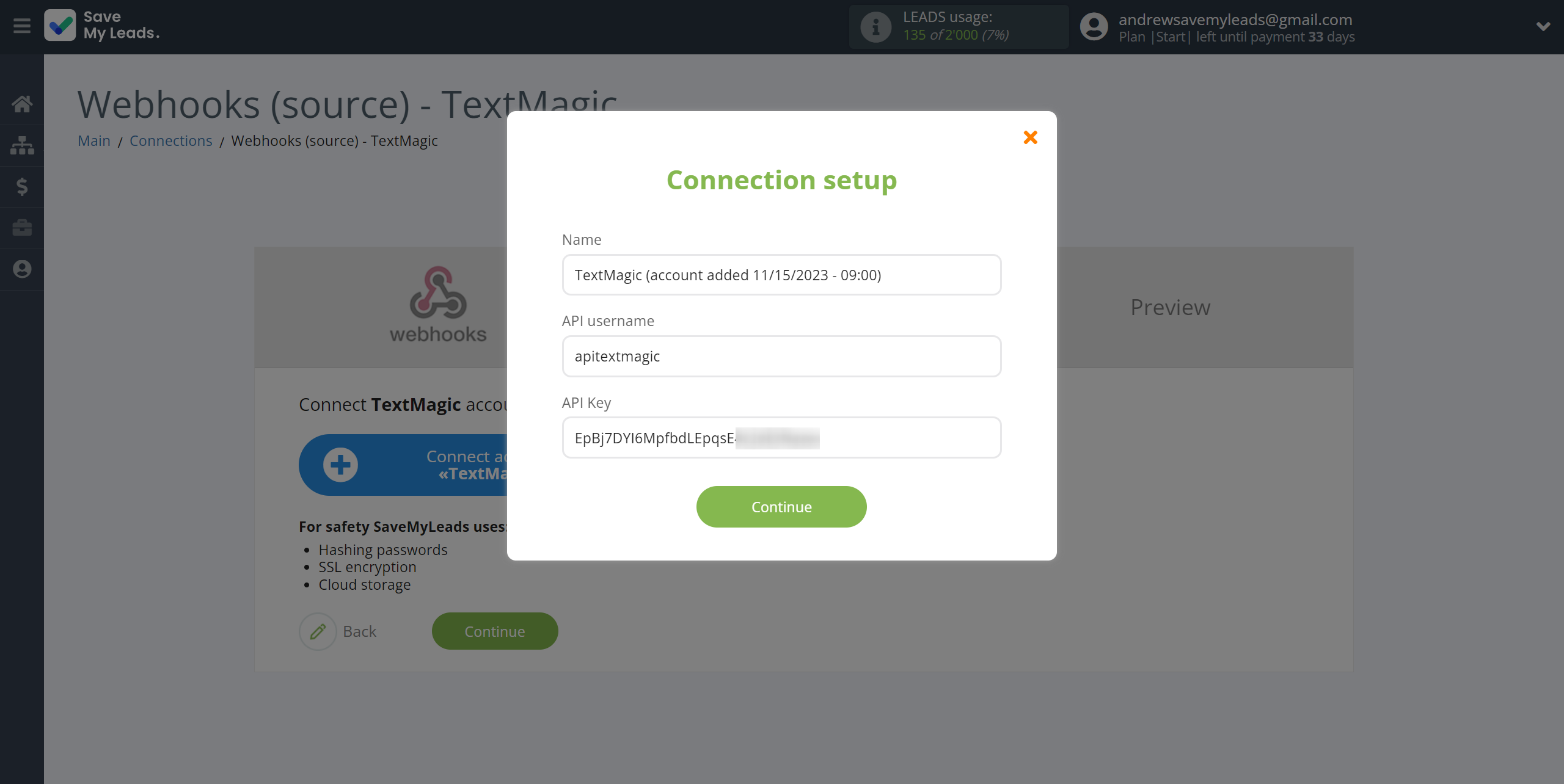 How to Connect Webhooks with TextMagic | Data Destination account connection