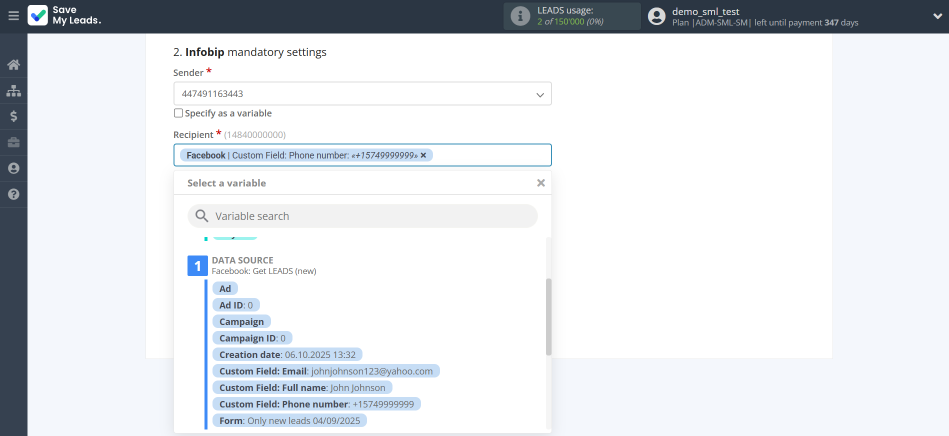 How to Connect Facebook with Infobip | Assigning fields How to Connect Facebook with Infobip | Assigning fields