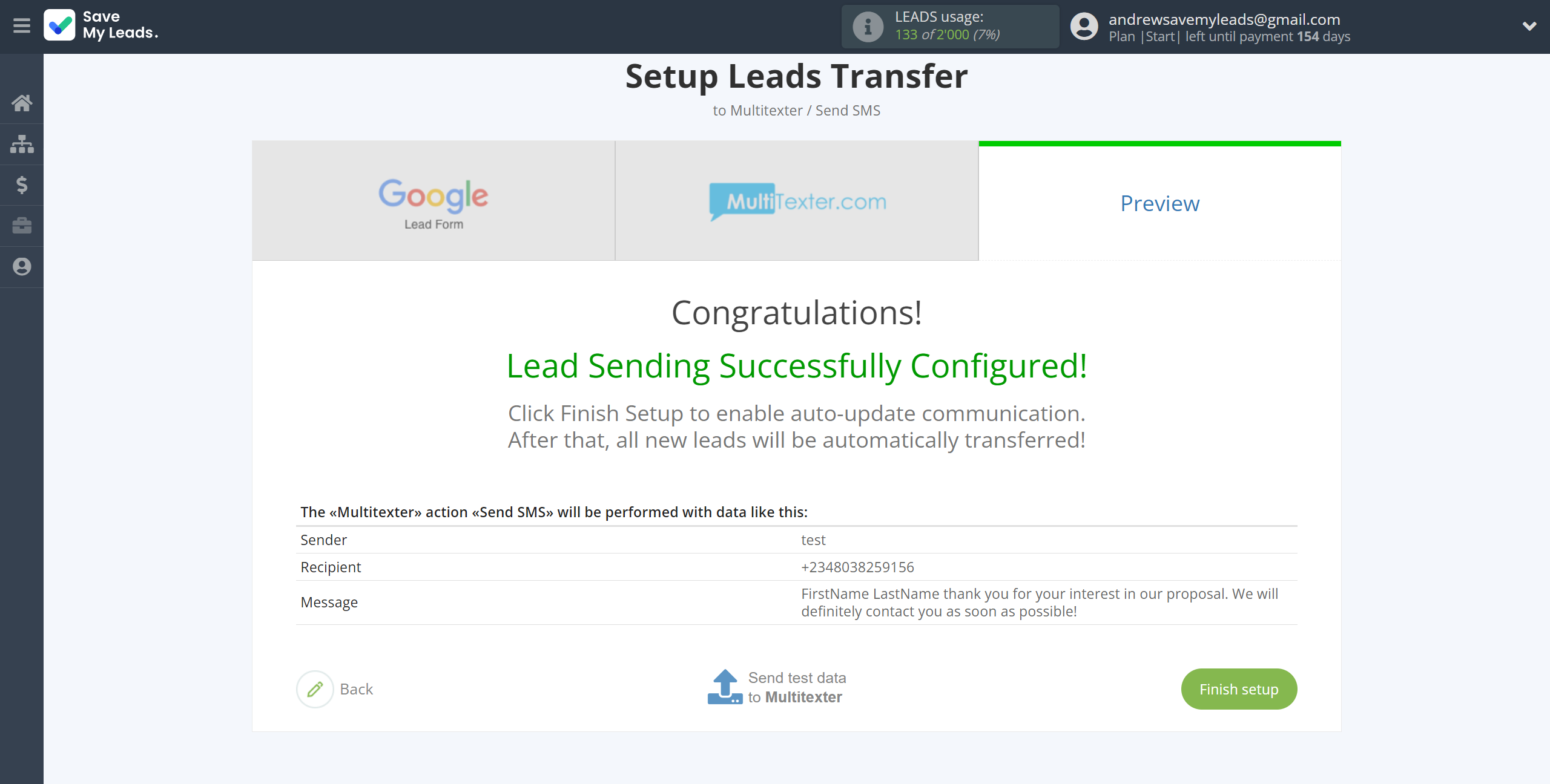 How to Connect Google Lead Form with Multitexter | Test data