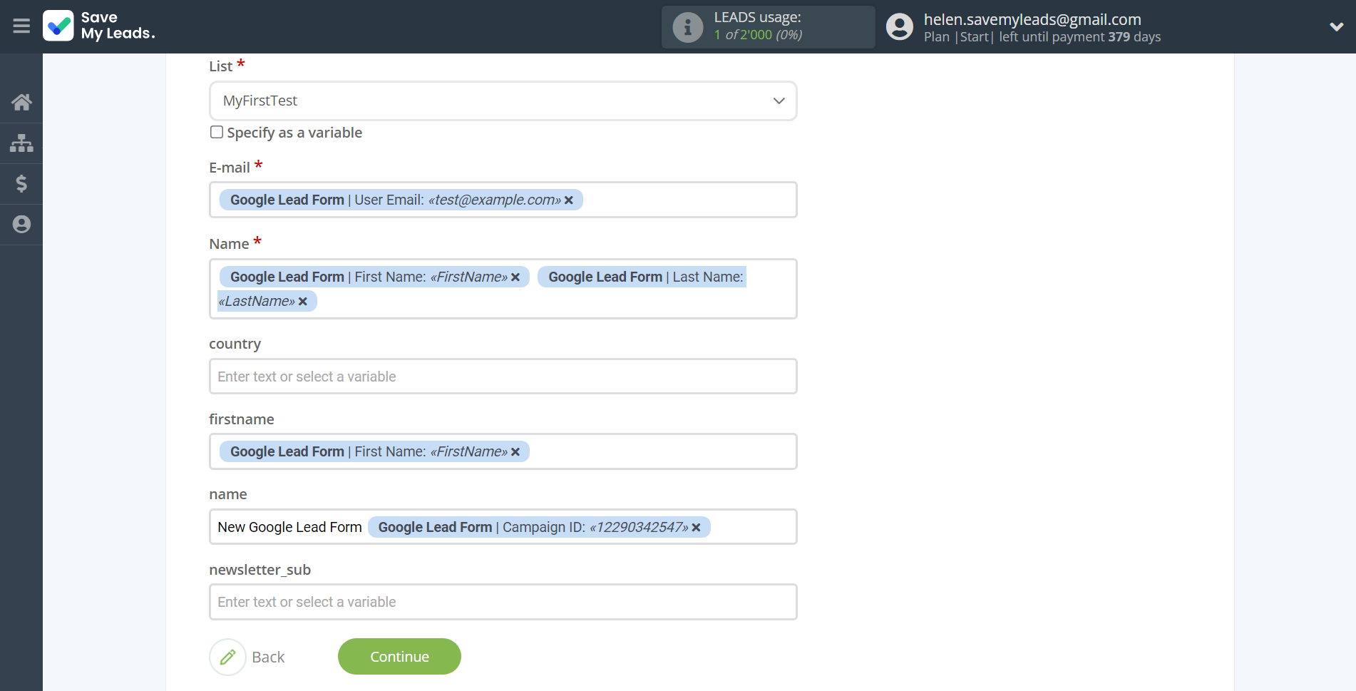 How to Connect Google Lead Form with Mailjet | Assigning fields