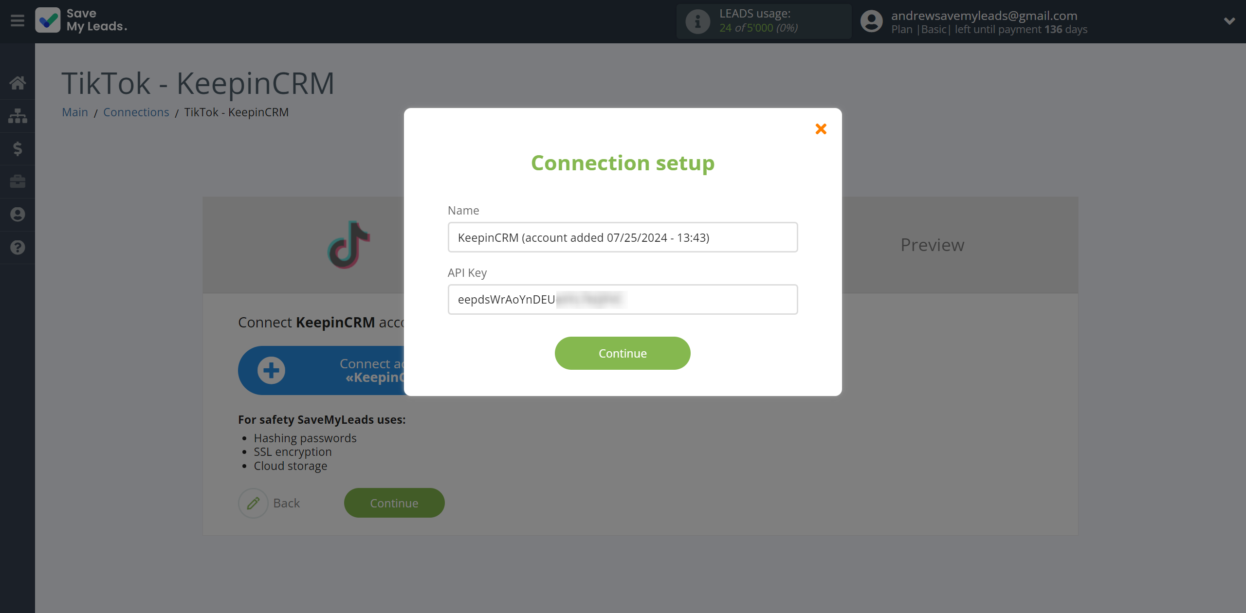 How to Connect TikTok with KeepinCRM Create Agreement | Data Destination account connection