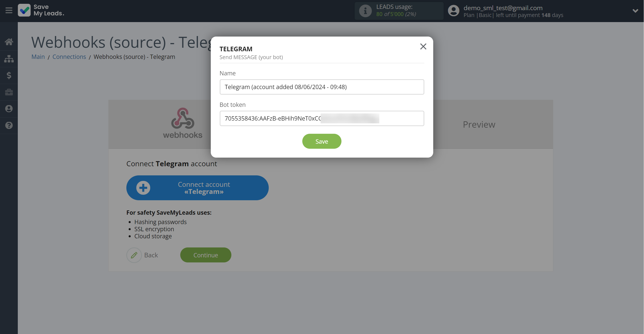 How to Connect Webhooks with Telegram (your bot) | Data Destination account connection