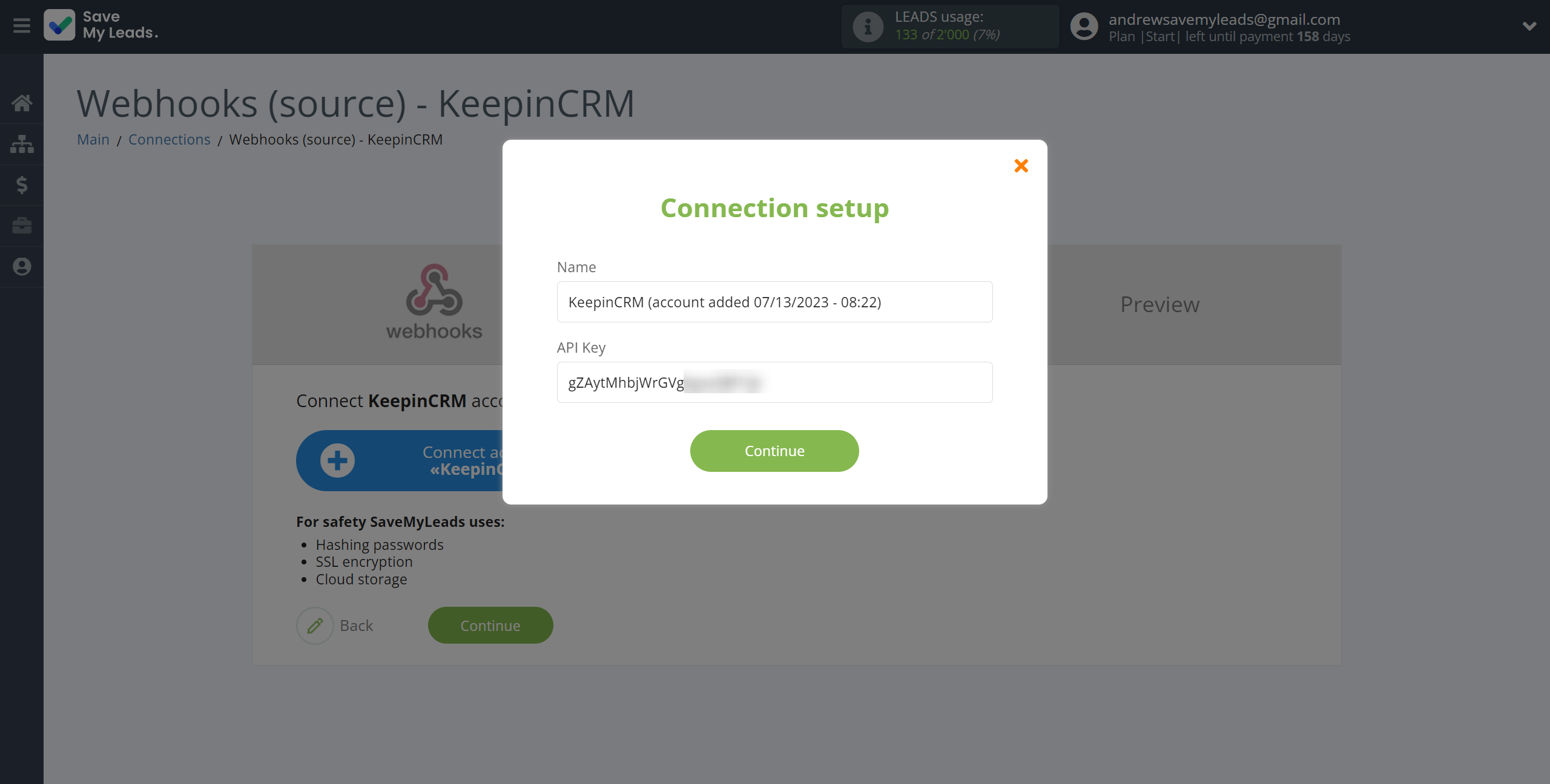 How to Connect Webhooks with KeepinCRM Create/update Client/Lead | Data Destination account connection