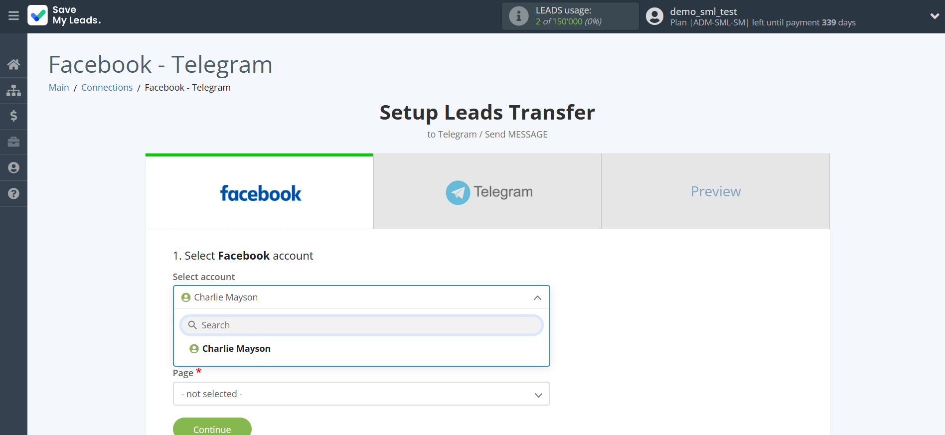 How to Connect Facebook with Telegram | Data Source account selection How to Connect Facebook with Telegram | Data Source account selection