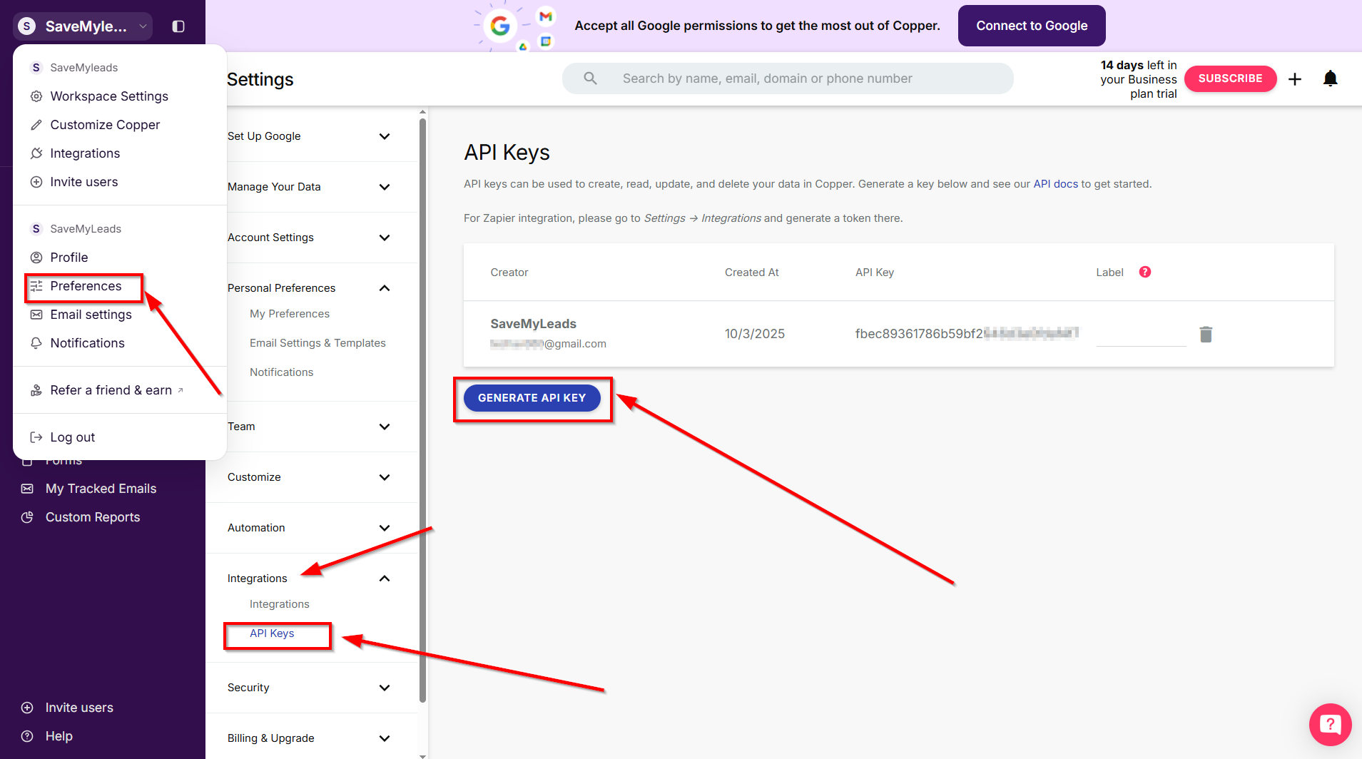How to Connect Facebook with Copper Create Lead | Data Destination account connection
