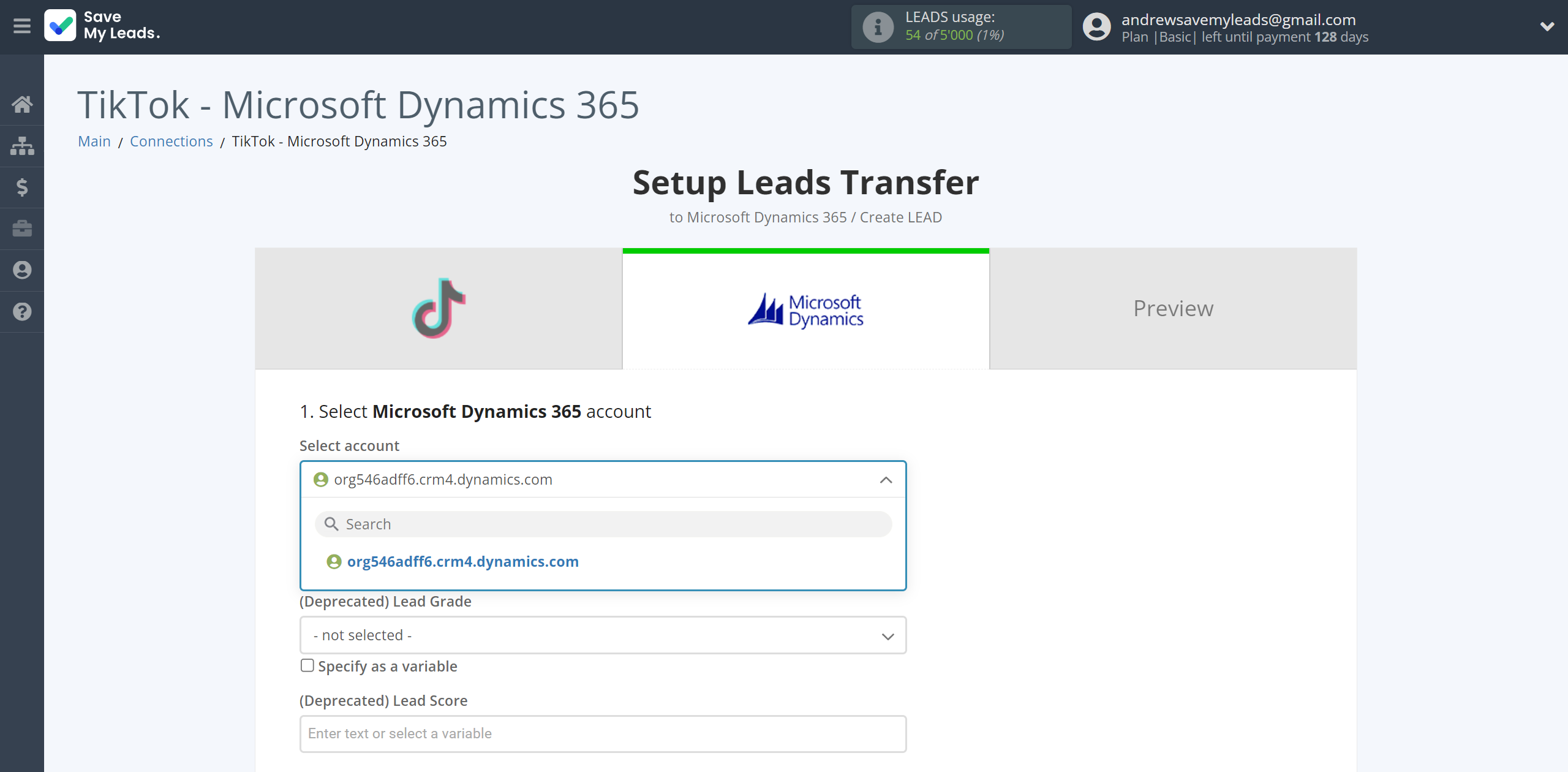 How to Connect TikTok with Microsoft Dynamics 365 Create Lead | Data Destination account selection