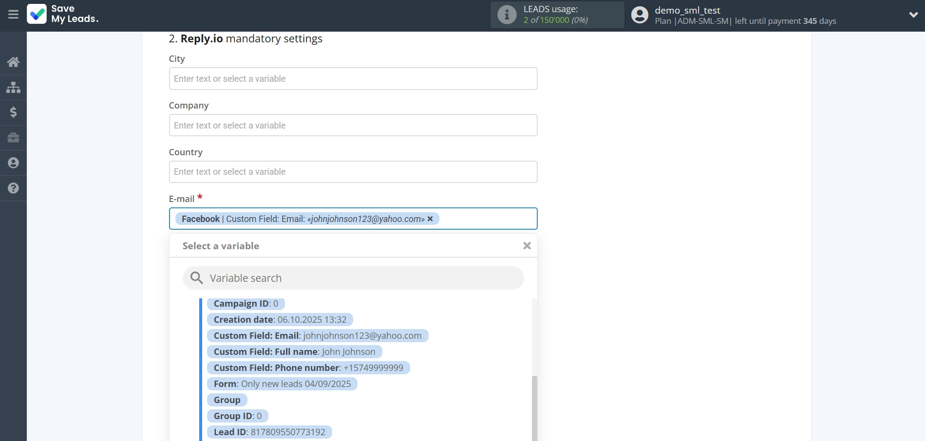How to Connect Facebook with Reply.io | Assigning fields How to Connect Facebook with Reply.io | Assigning fields