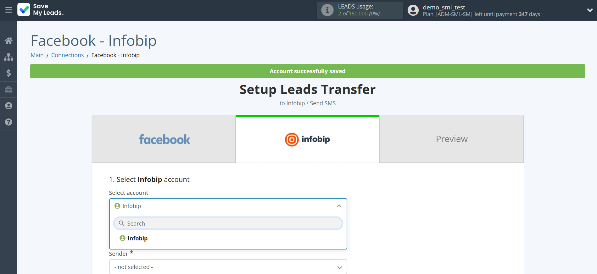 How to Connect Facebook with Infobip | Data Destination account selection How to Connect Facebook with Infobip | Data Destination account selection