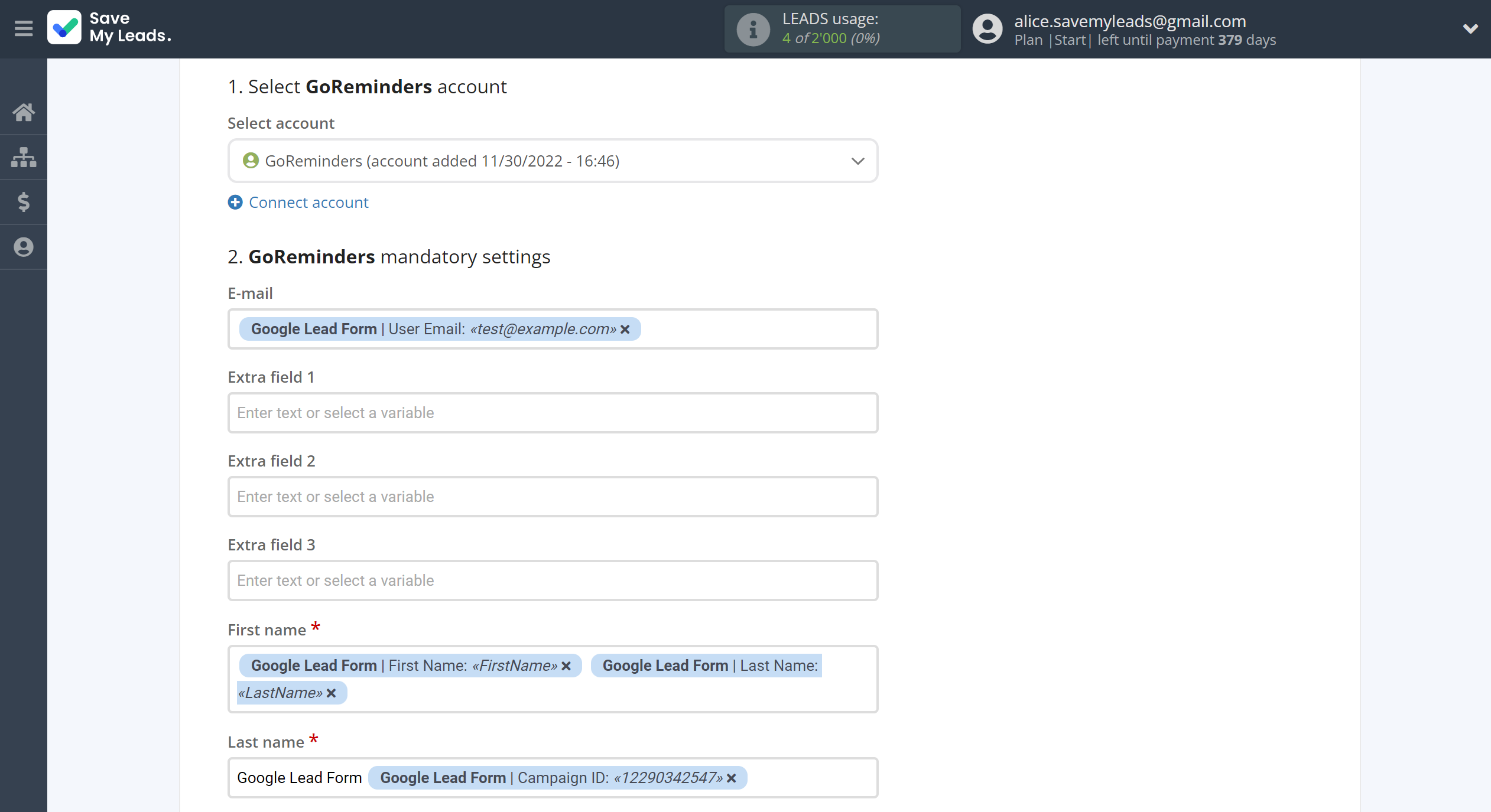 How to Connect Google Lead Form with GoReminders | Assigning fields