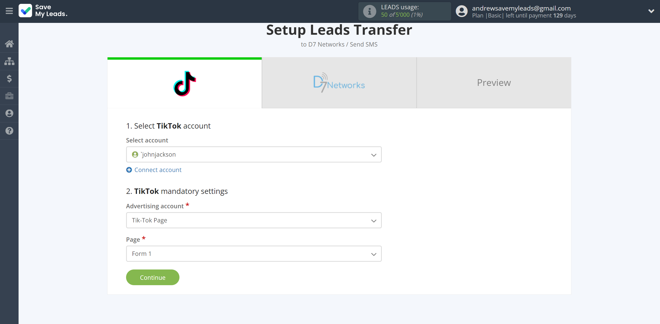 How to Connect TikTok with D7 Networks | Data Source account connection