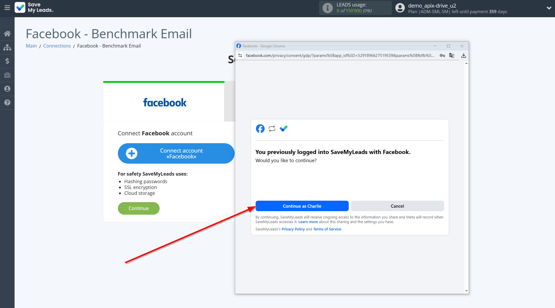 How to Connect Facebook with Benchmark Email | Data Source account