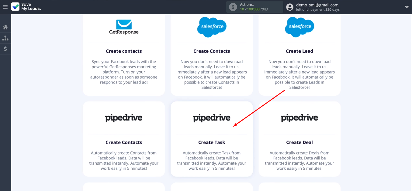 Facebook and Pipedrive integration | Select template Facebook and Pipedrive integration | Select template