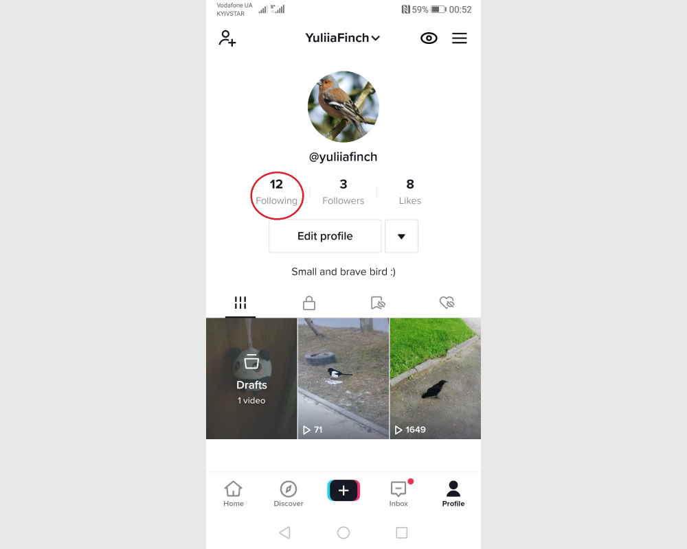 How to Unfollow on TikTok | Click on Following button