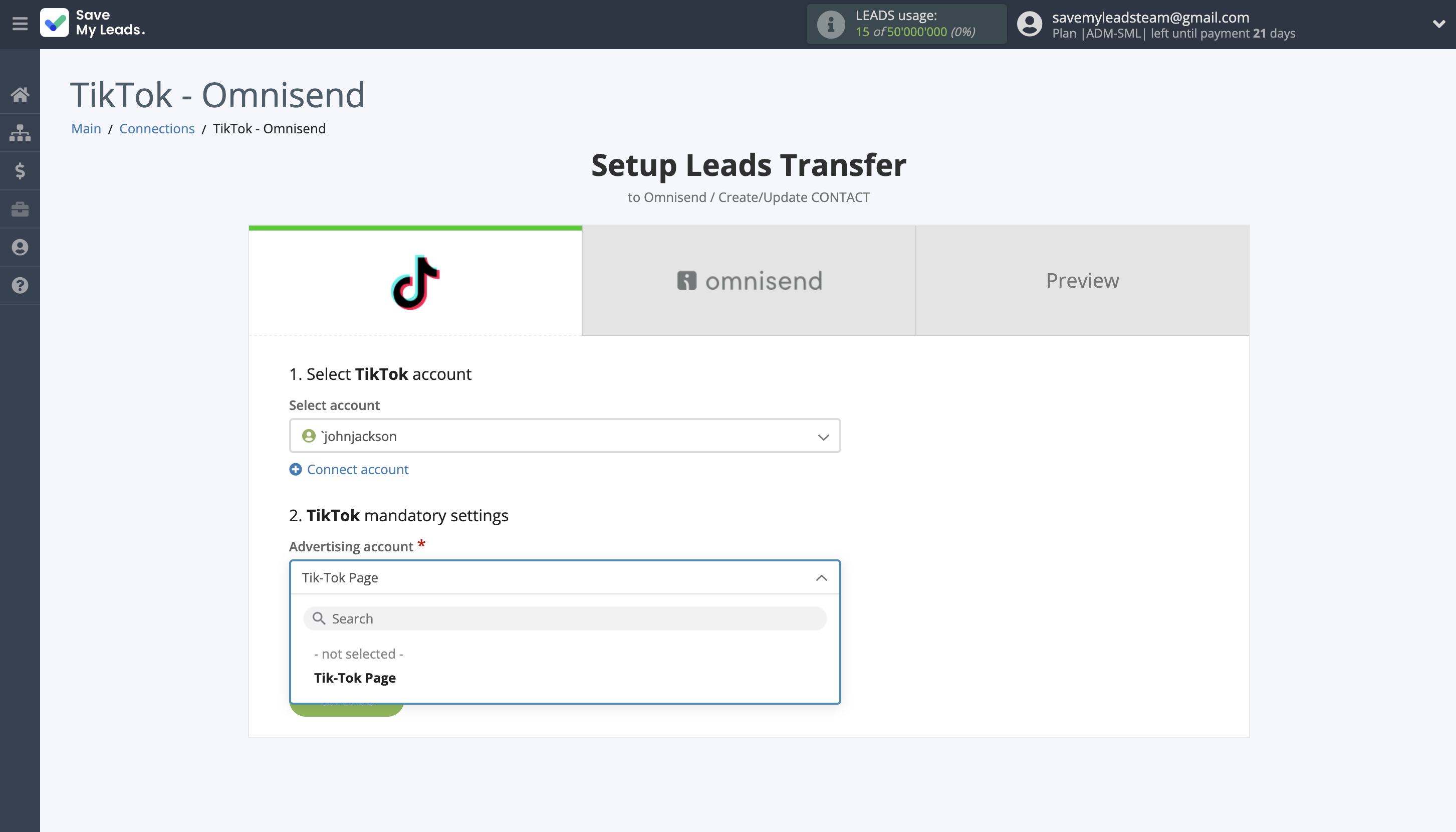 How to Connect TikTok with Omnisend Create Contact | Data Source account connection How to Connect TikTok with Omnisend Create Contact | Data Source account connection