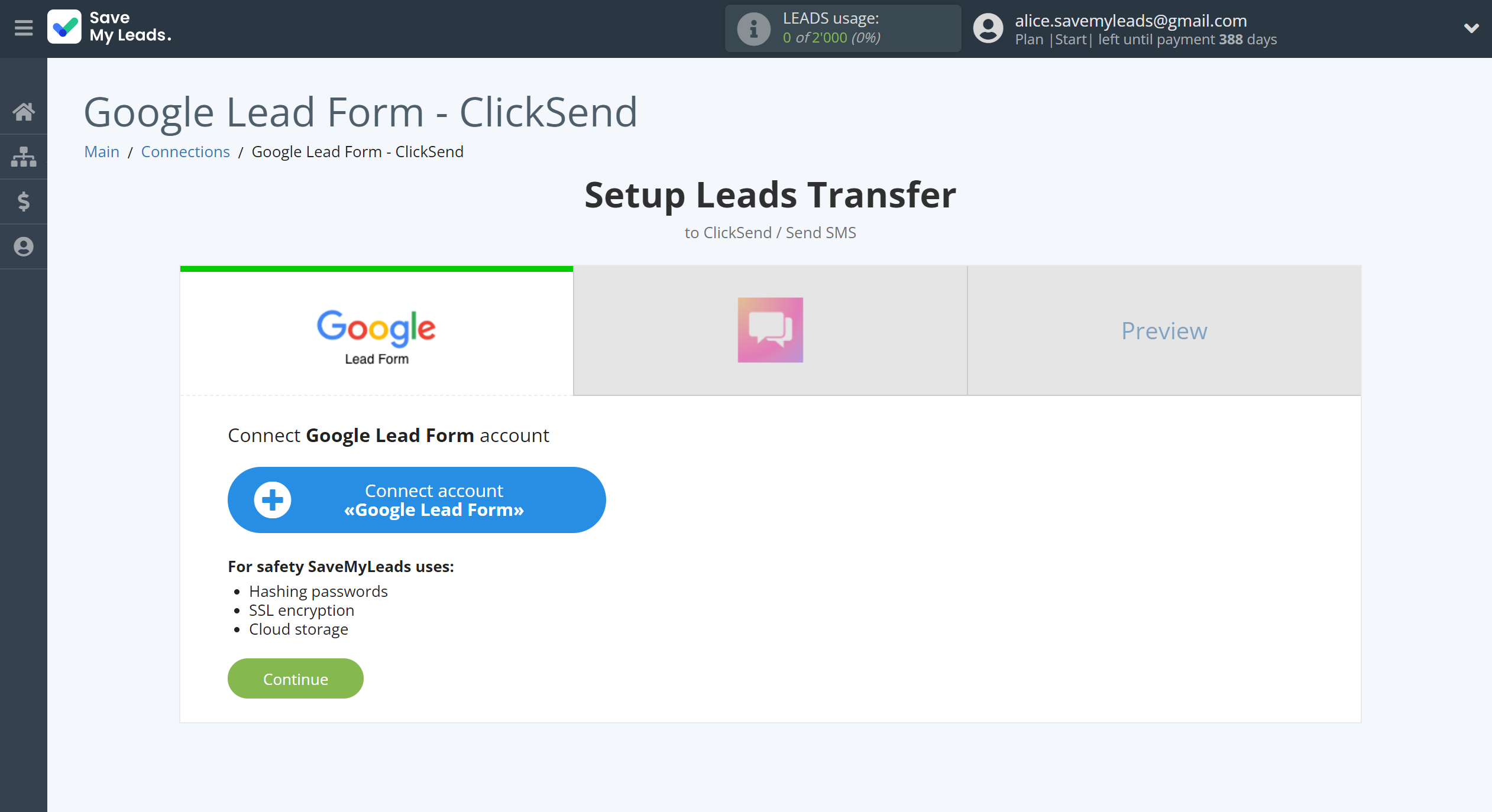 How to Connect Google Lead Form with ClickSend Send SMS | Data Source account connection