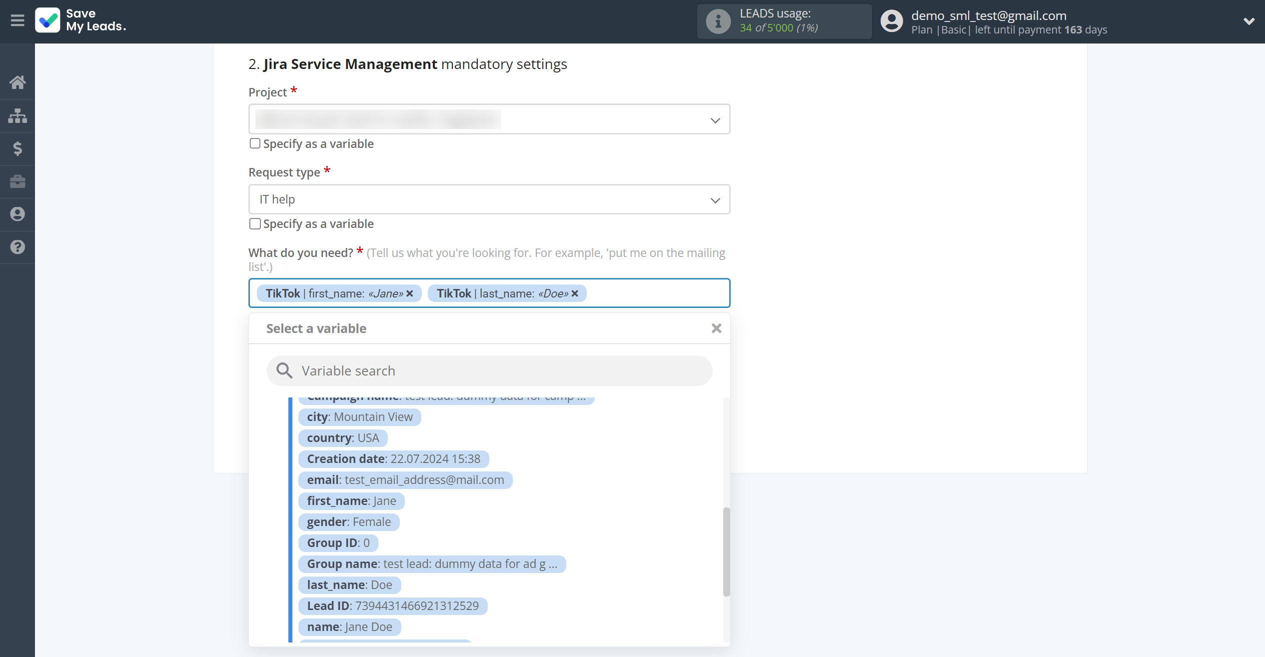 How to Connect TikTok with Jira Service Management | Assigning fields