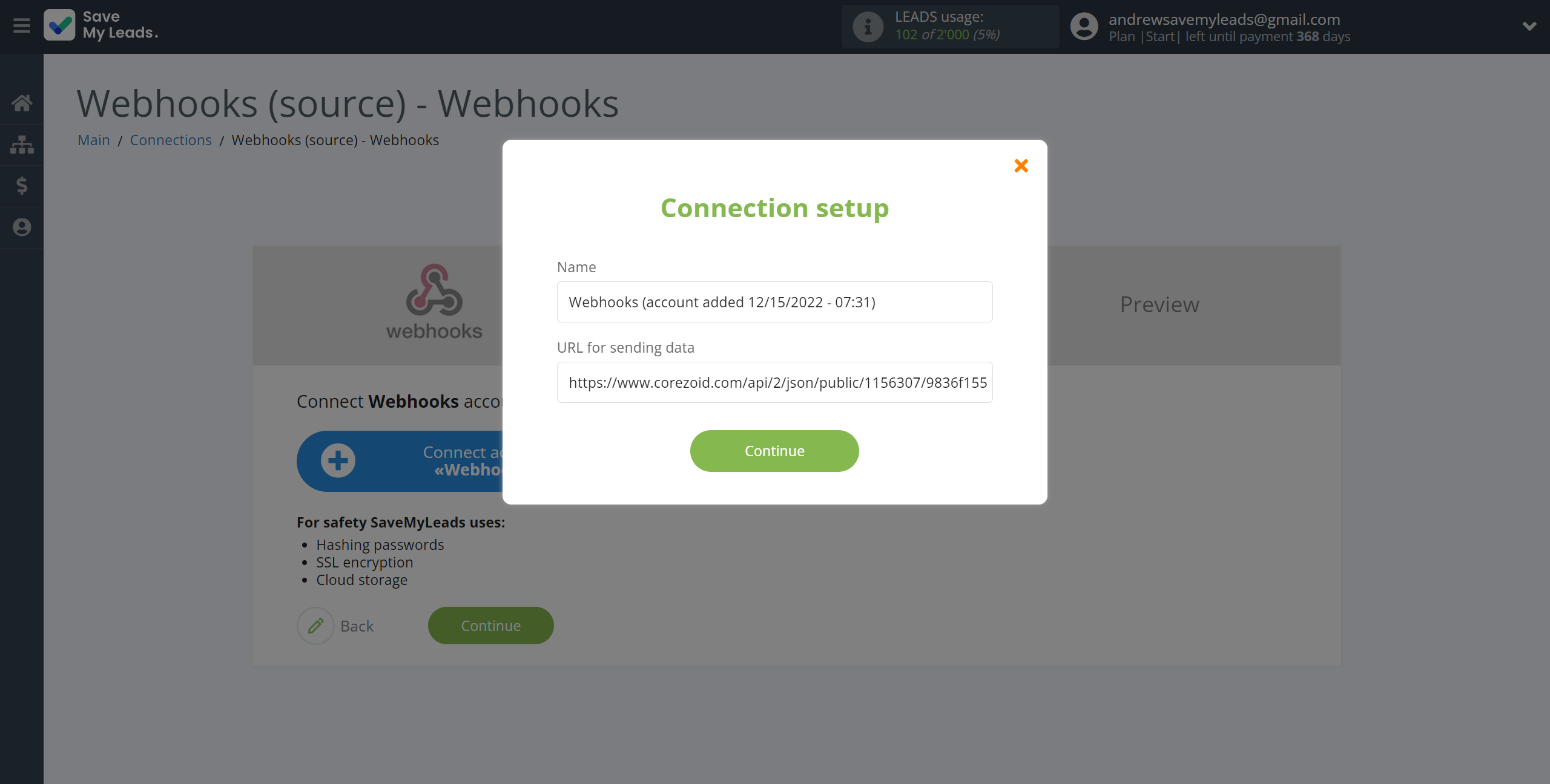 How to Connect Webhooks with Webhooks | Data Destination account connection