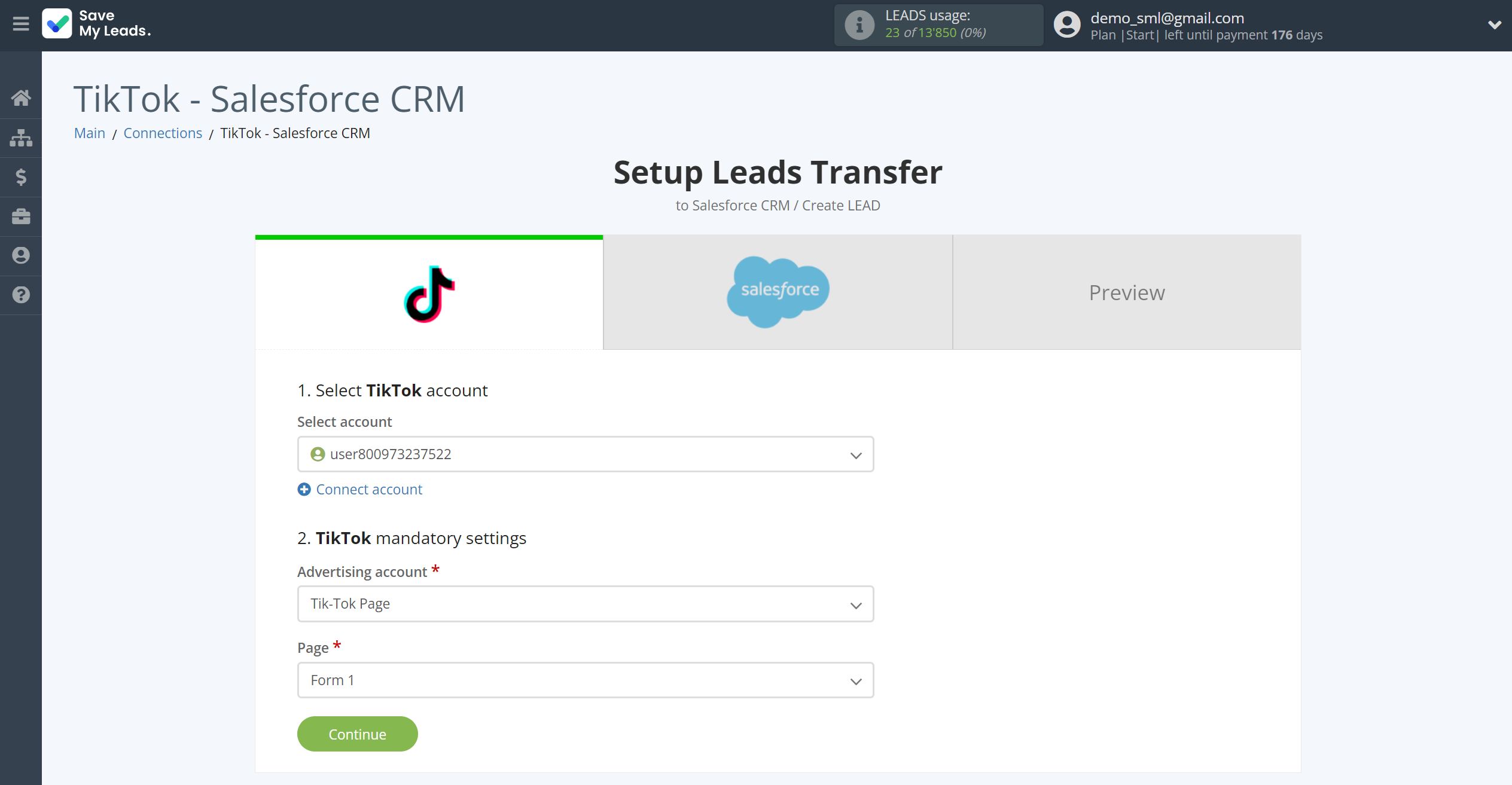 How to Connect TikTok with Salesforce CRM Create Lead | Data Source account connection