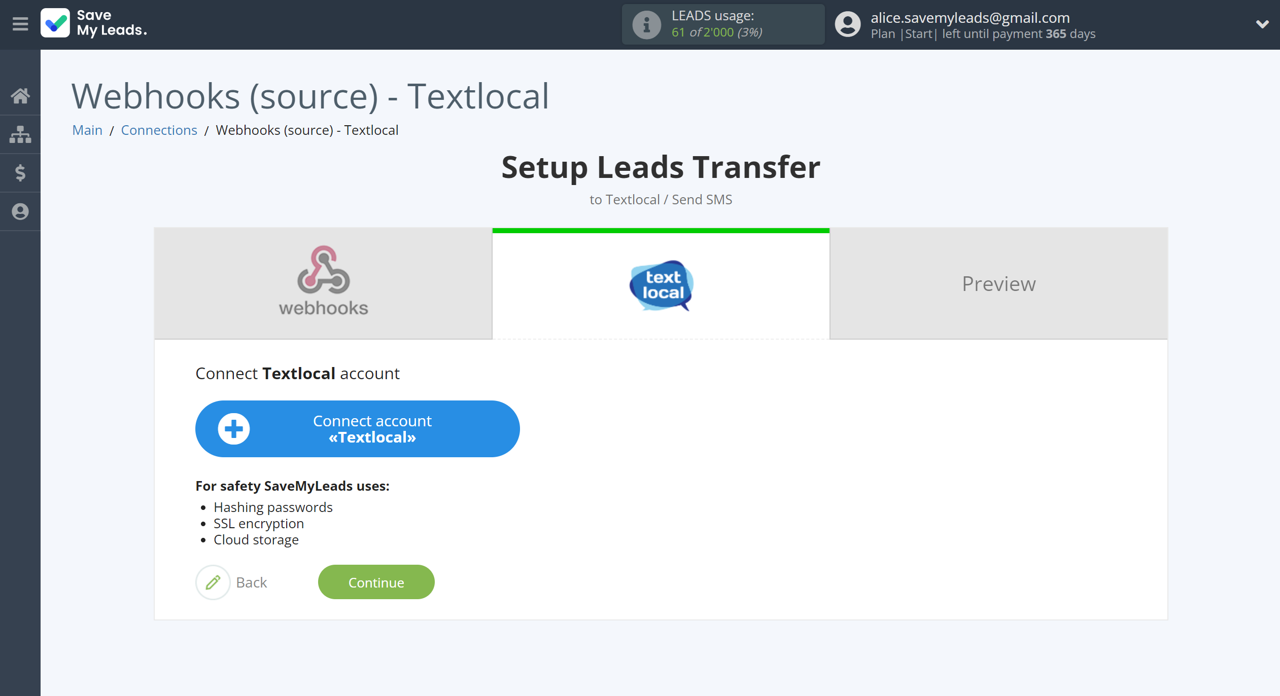 How to Connect Webhooks with Textlocal | Data Destination account connection