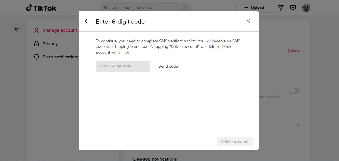 Deleting a TikTok Account | Enter code Deleting a TikTok Account | Enter code