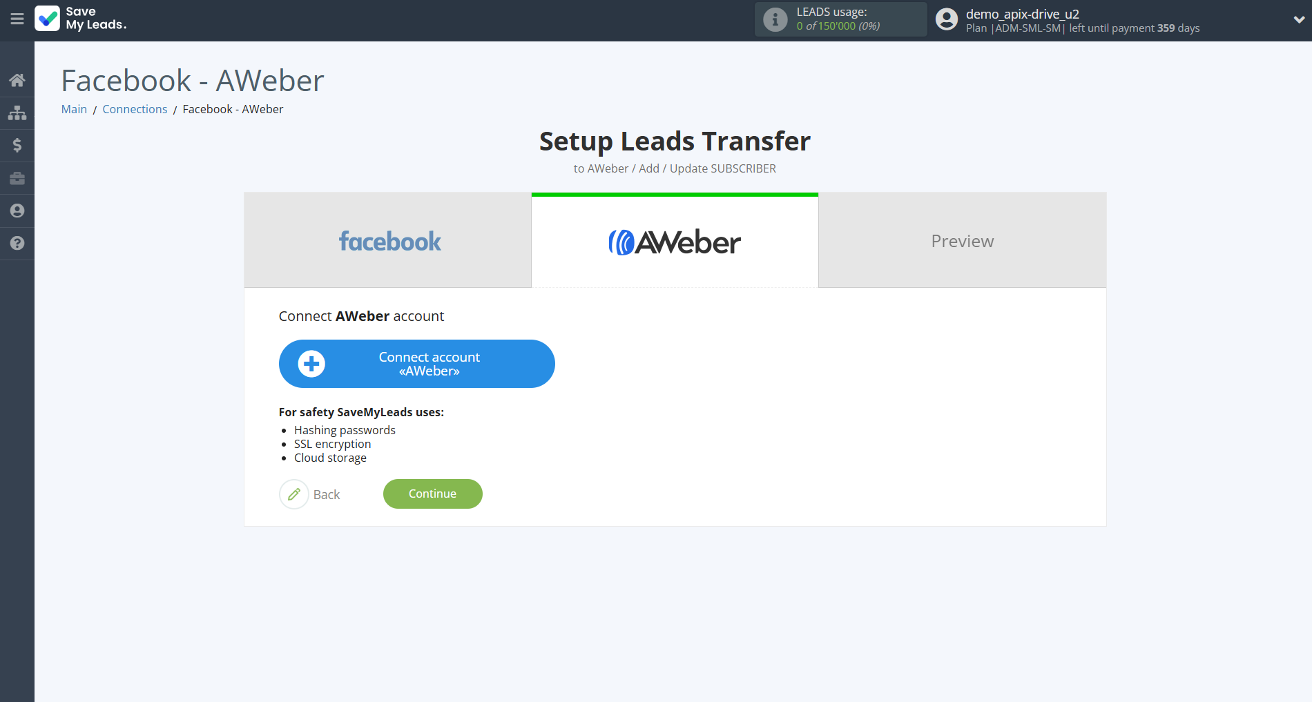 How to Connect Facebook with AWeber | Data Destination account connection