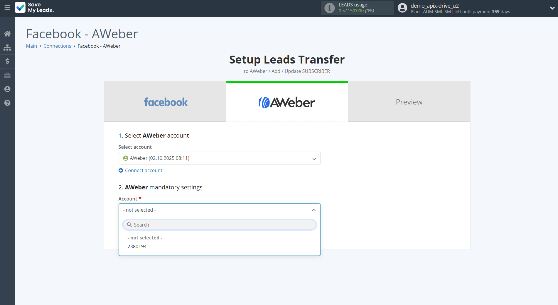 How to Connect Facebook with AWeber | Assigning fields
