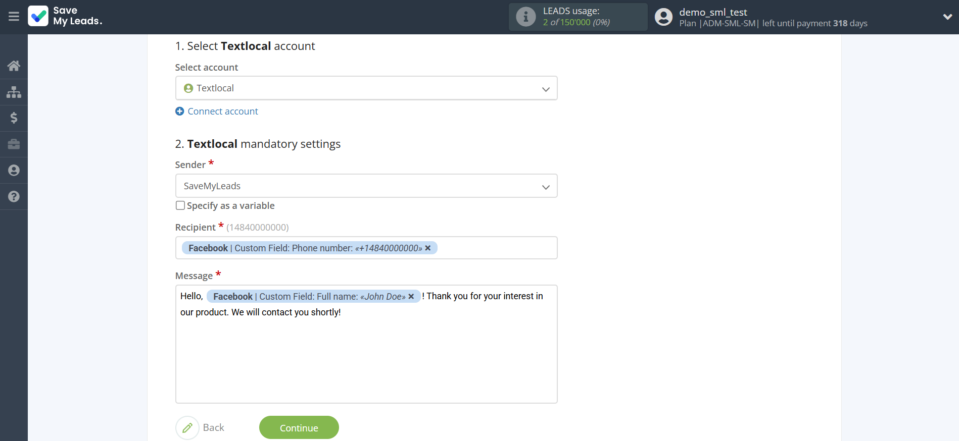 How to Connect Facebook with Textlocal | Assigning fields How to Connect Facebook with Textlocal | Assigning fields