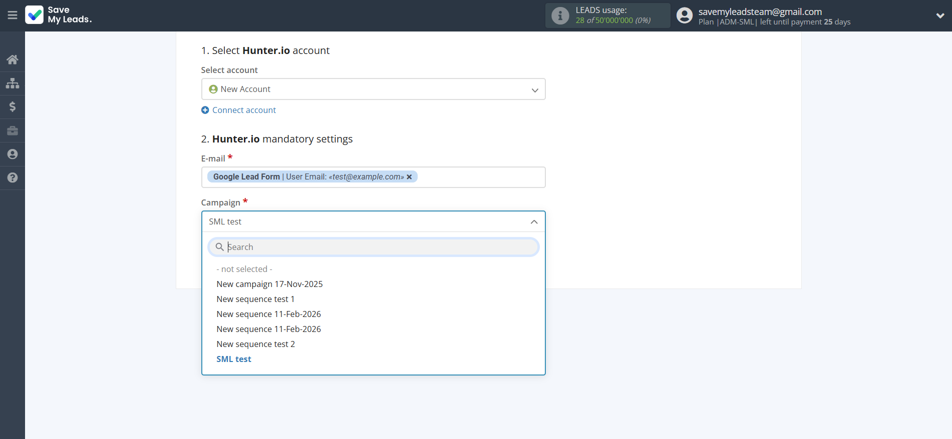 How to Connect Google Lead Form with Hunter.io Create Contact | Assigning fields
