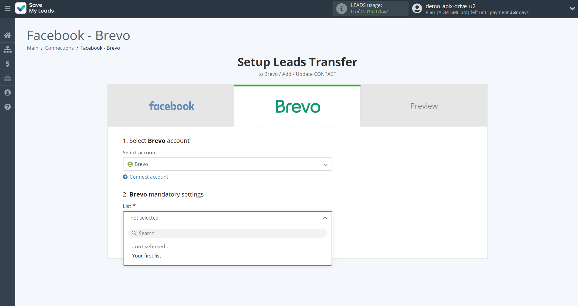 How to Connect Facebook with Brevo | Assigning fields