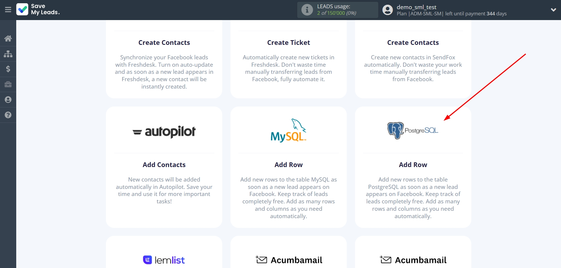 How to Connect Facebook with PostgreSQL | Data Destination system selection How to Connect Facebook with PostgreSQL | Data Destination system selection