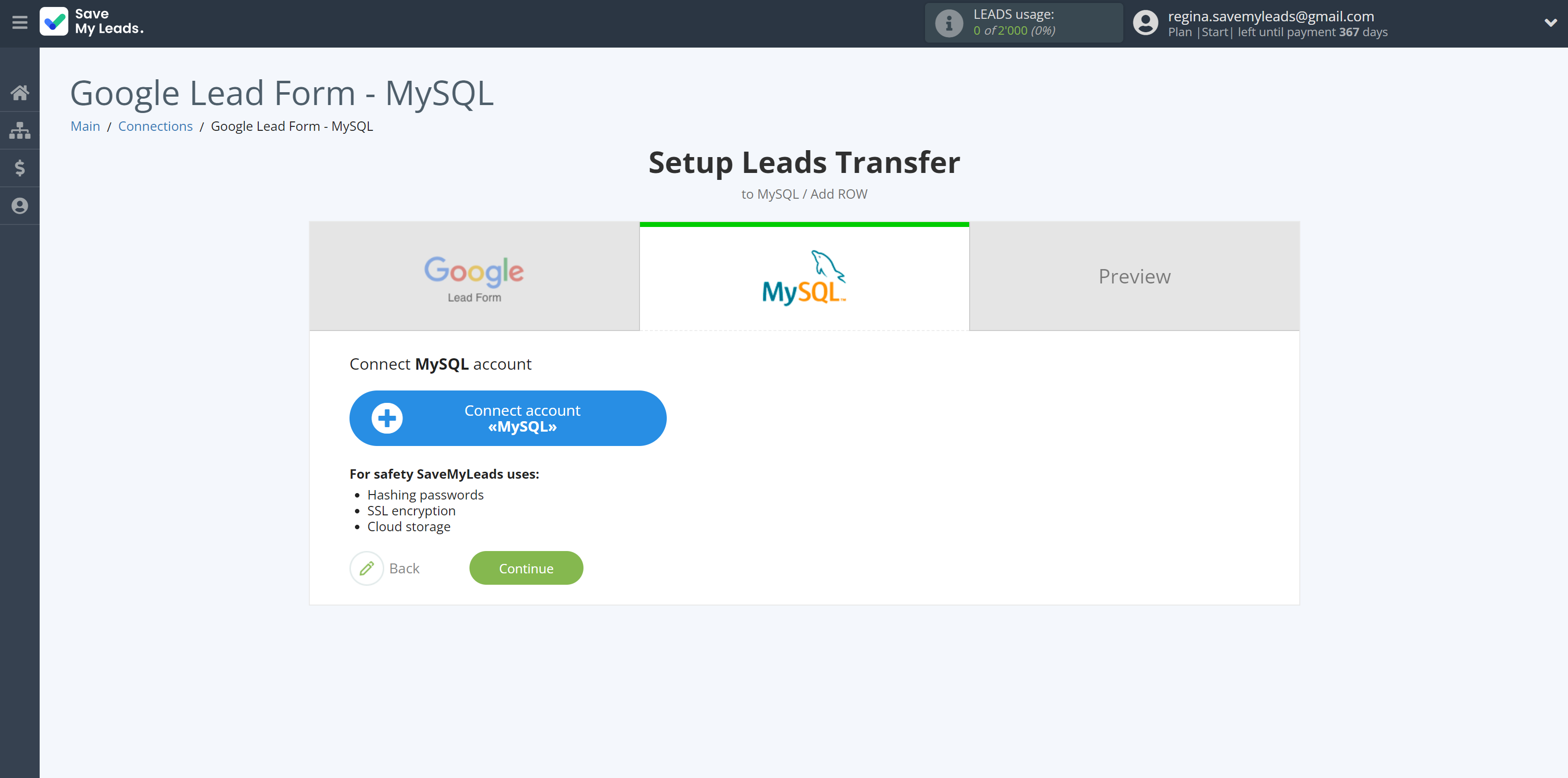 How to Connect Google Lead Form with MySQL | Data Destination account connection