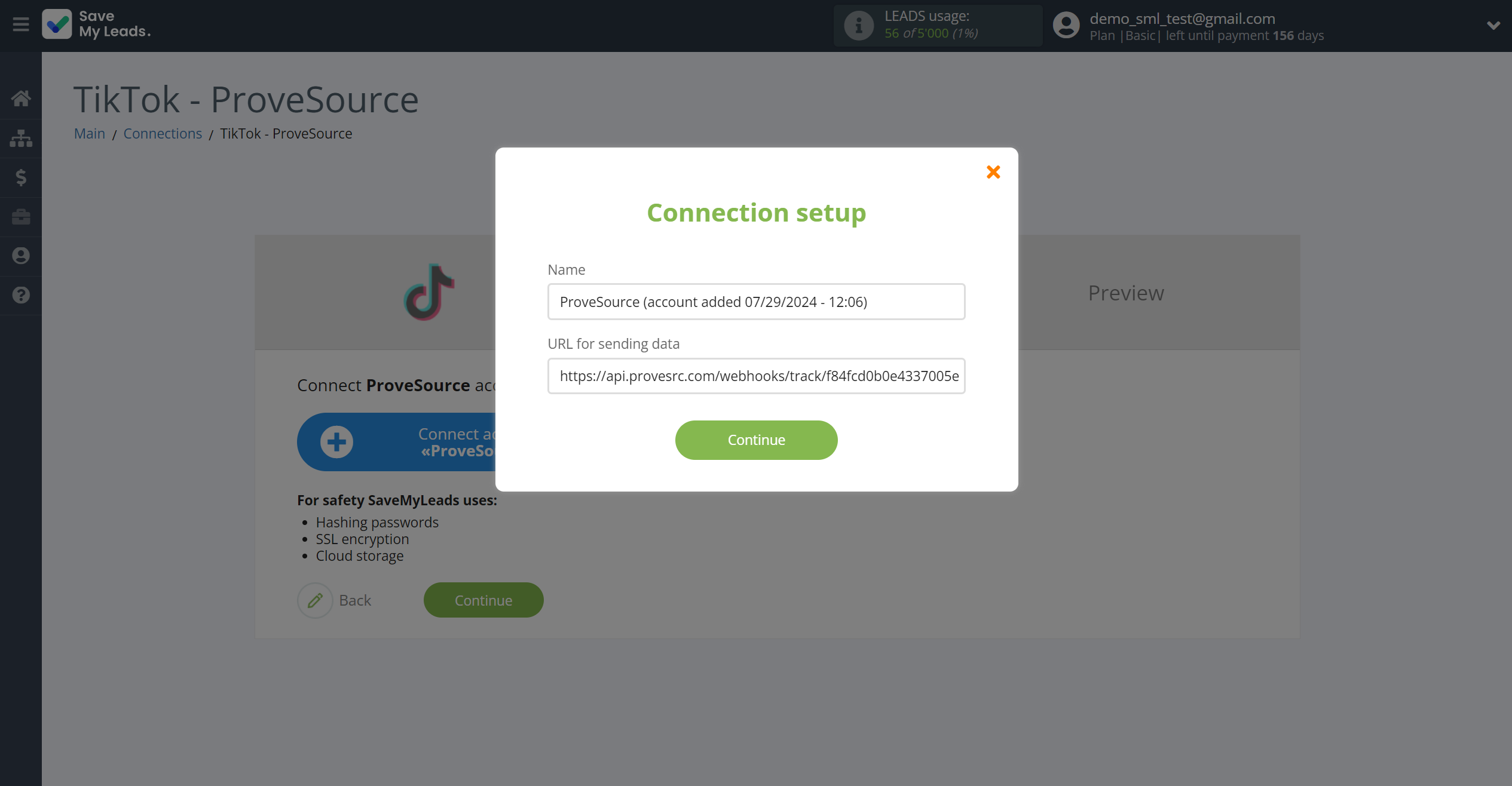 How to Connect TikTok with ProveSource | Data Destination account connection