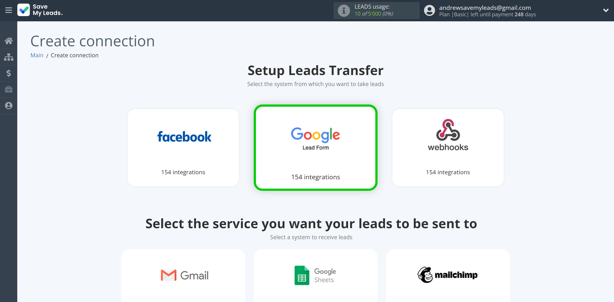 How to Connect Google Lead Form with Webhooks (Custom) | Data Source system selection