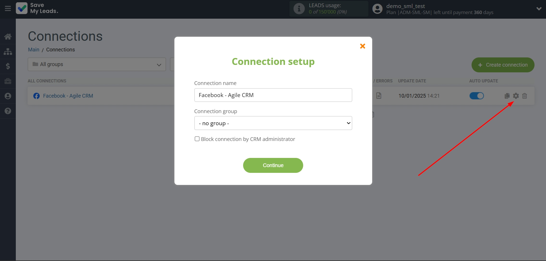How to Connect Facebook  with AgileCRM Create Deal | Name and group connection
