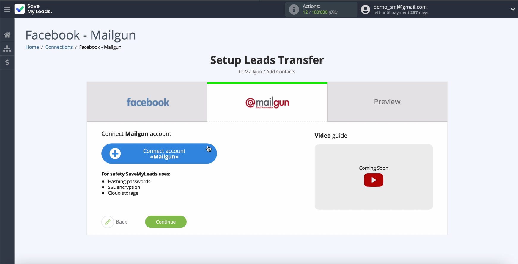 Facebook and Mailgun integration | Connecting Mailgun to SaveMyLeads