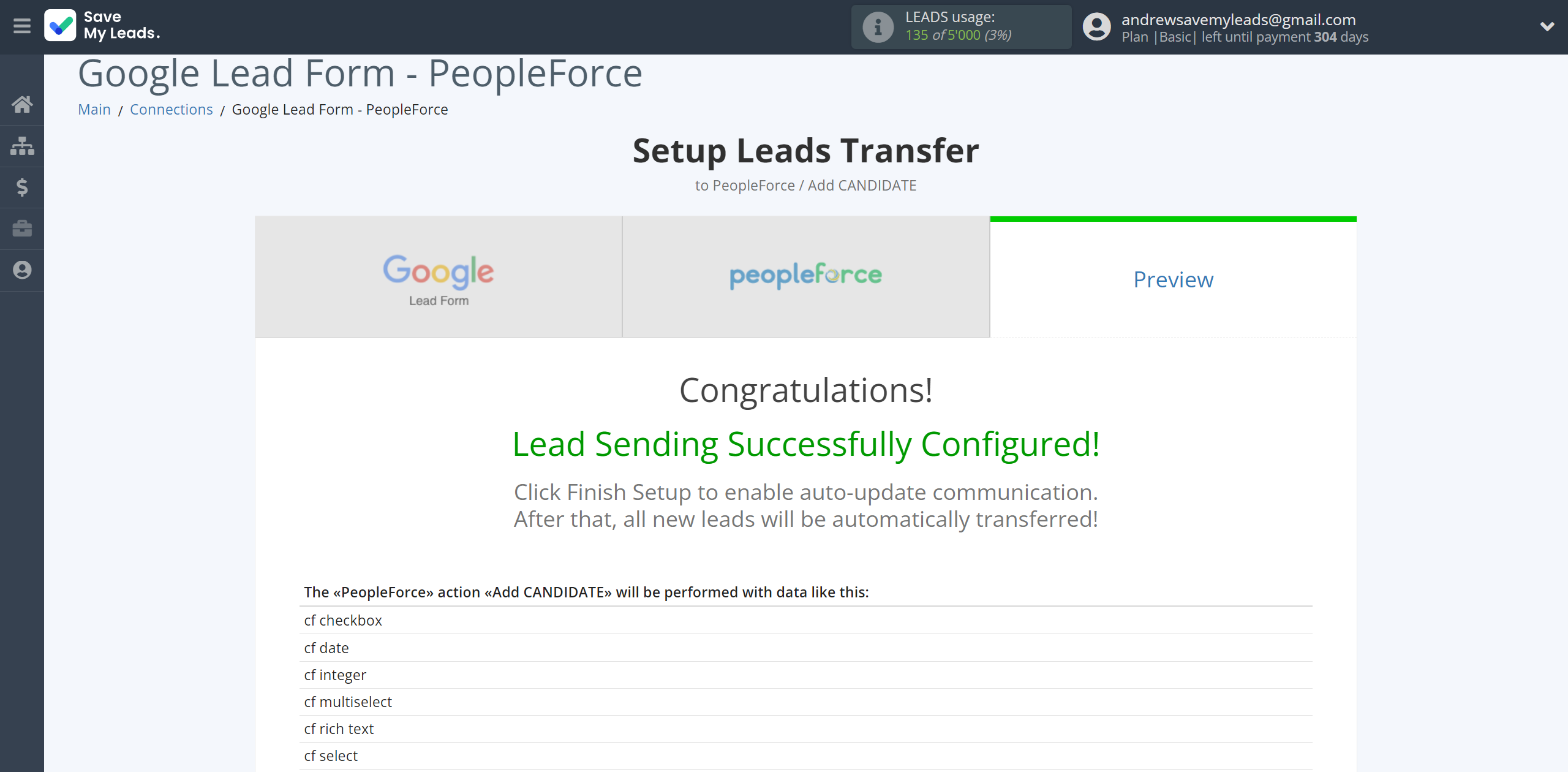 How to Connect Google Lead Form with PeopleForce Add Candidate | Test data