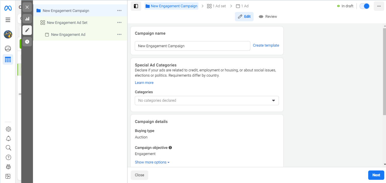 Set up an ad campaign in Ads Manager | Campaign name and special ad categories