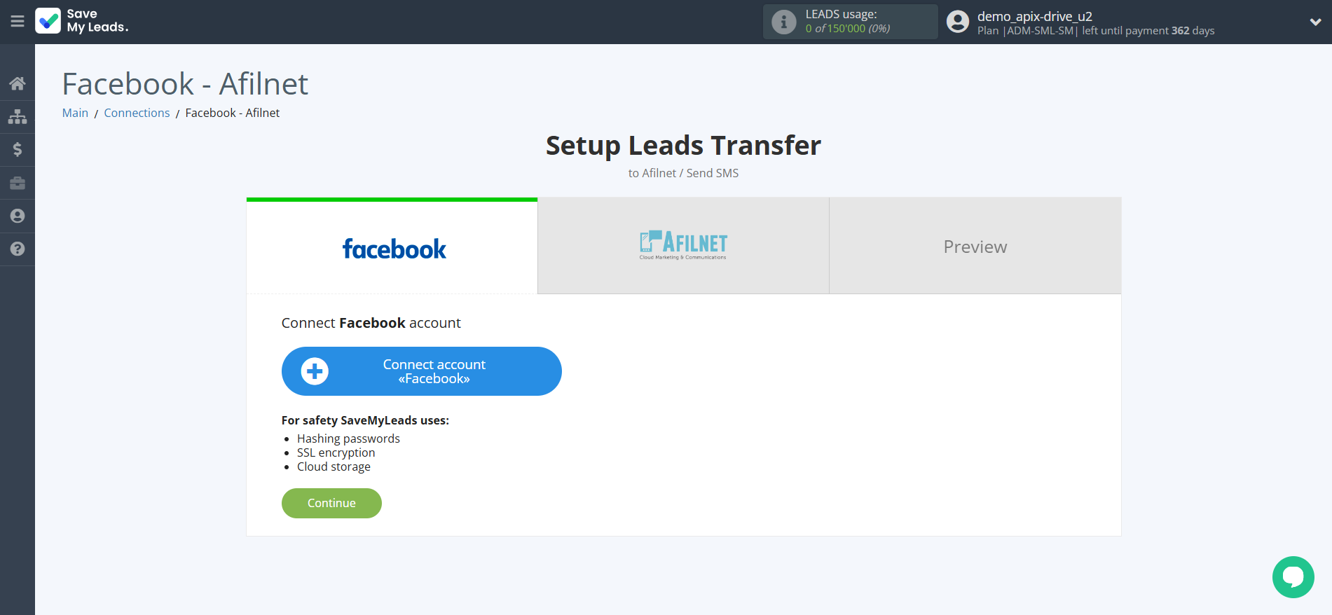 How to Connect Facebook with Afilnet | Data Source account connection