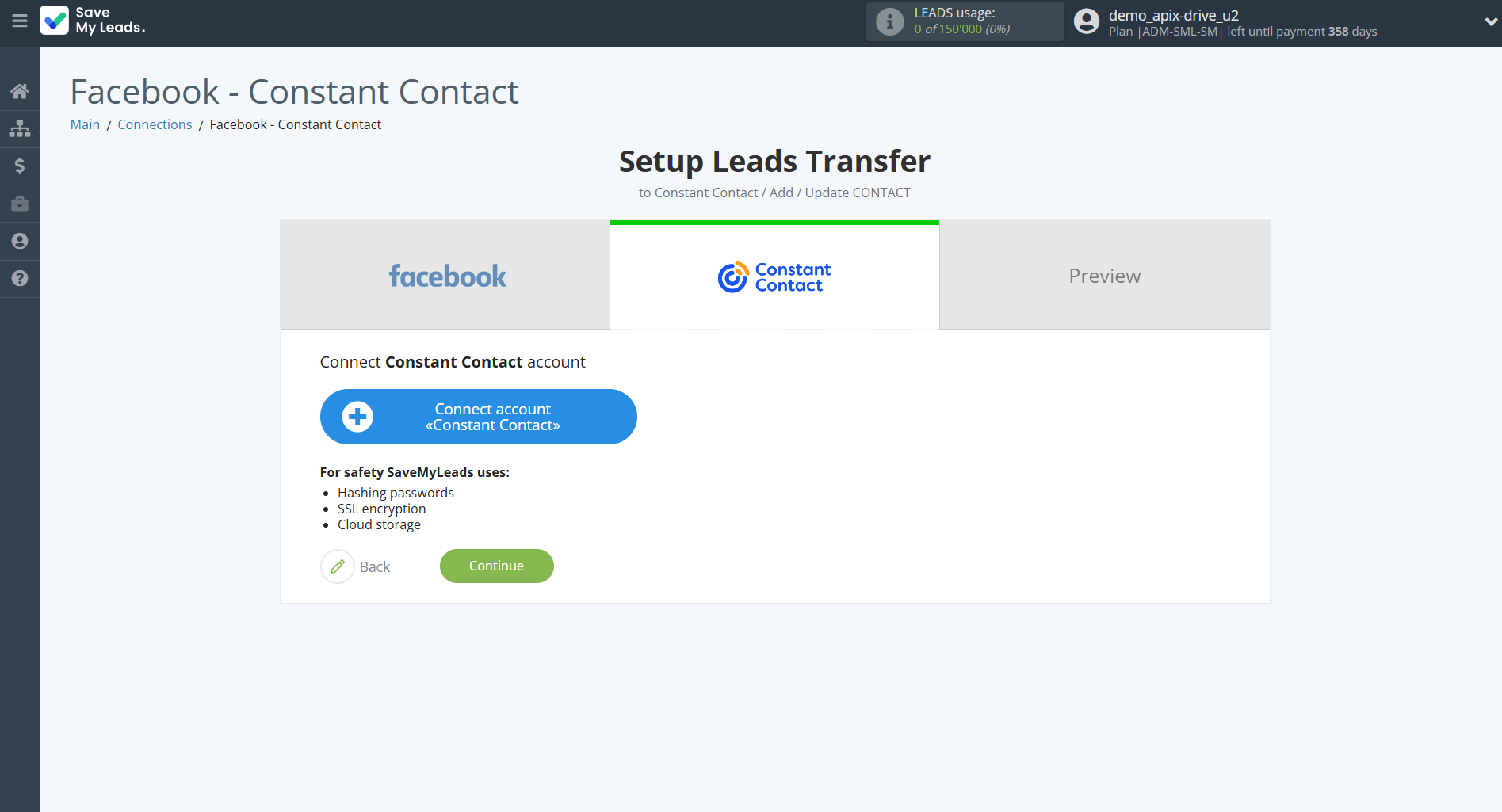 How to Connect Facebook  with Constant Contact | Data Destination account connection