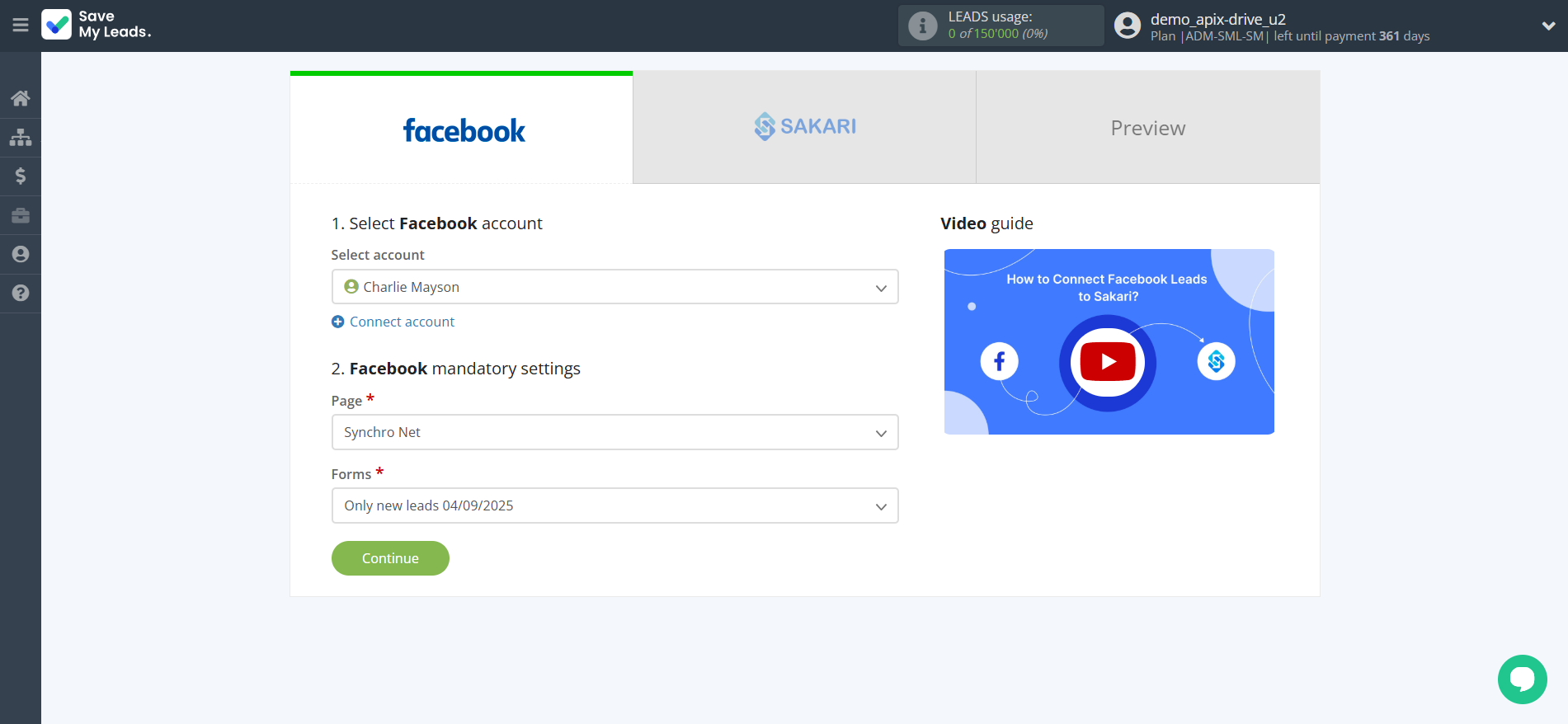How to Connect Facebook with Sakari | Data Source account connection