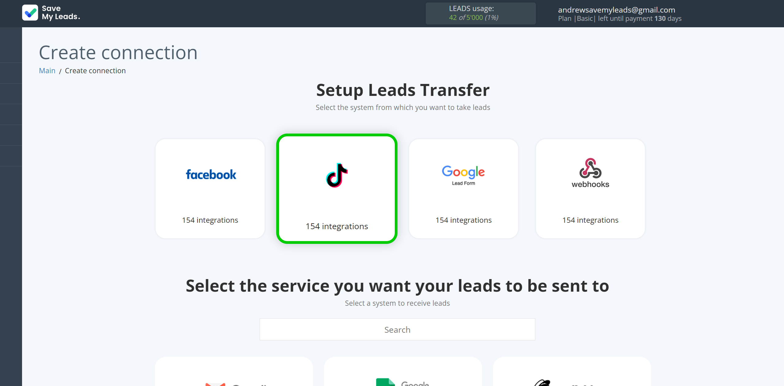 How to Connect TikTok with Amazon Workmail | Data Source system selection