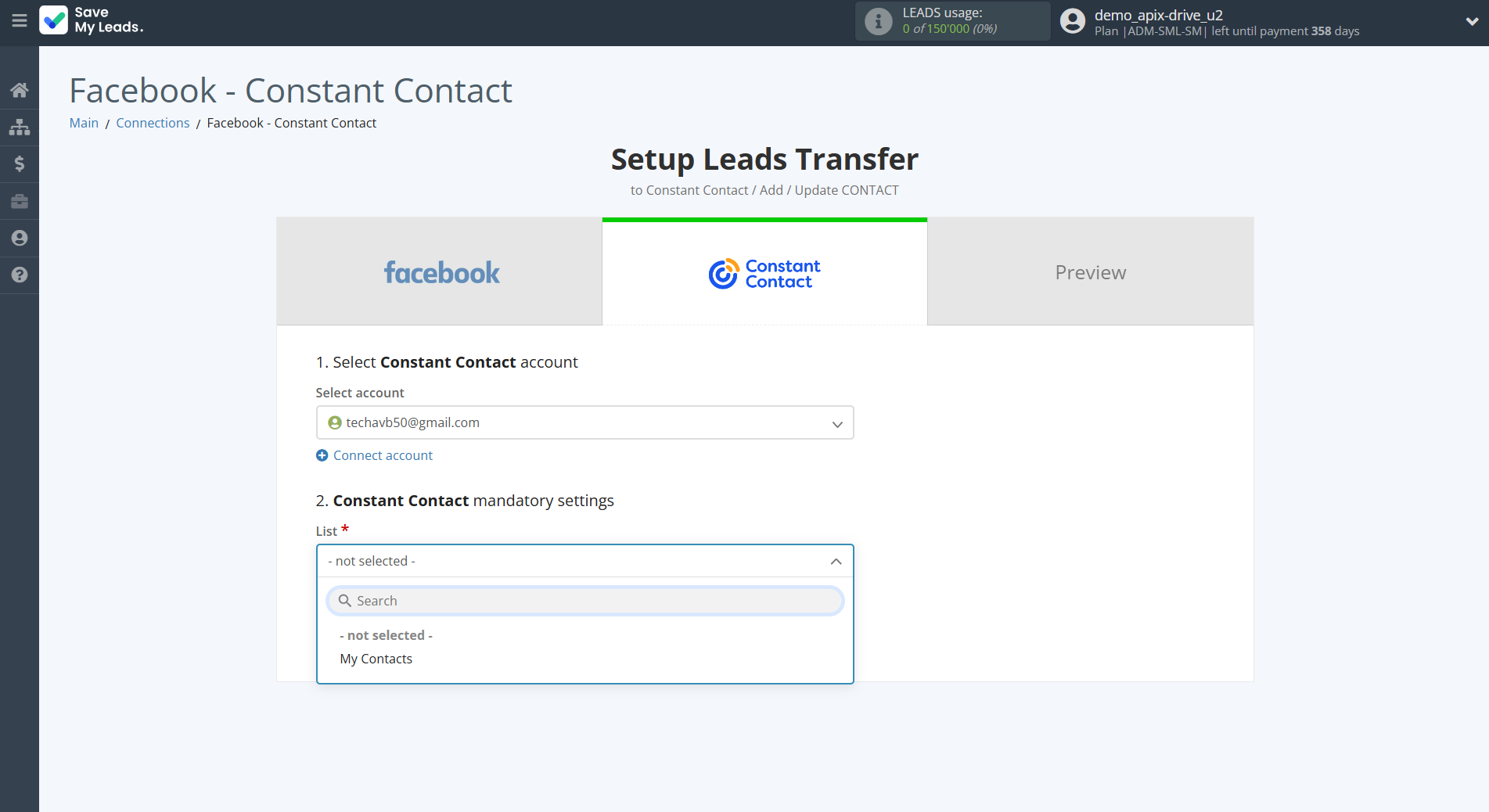 How to Connect Facebook with Constant Contact | Assigning fields