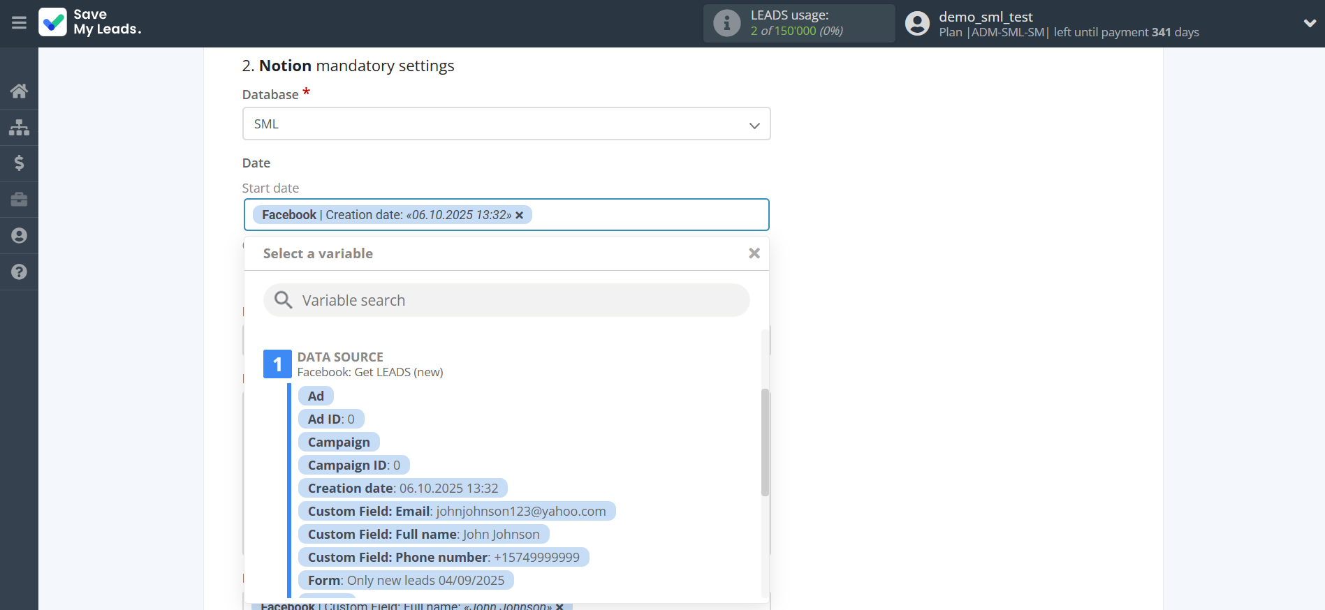 How to Connect Facebook with Notion | Assigning fields How to Connect Facebook with Notion | Assigning fields