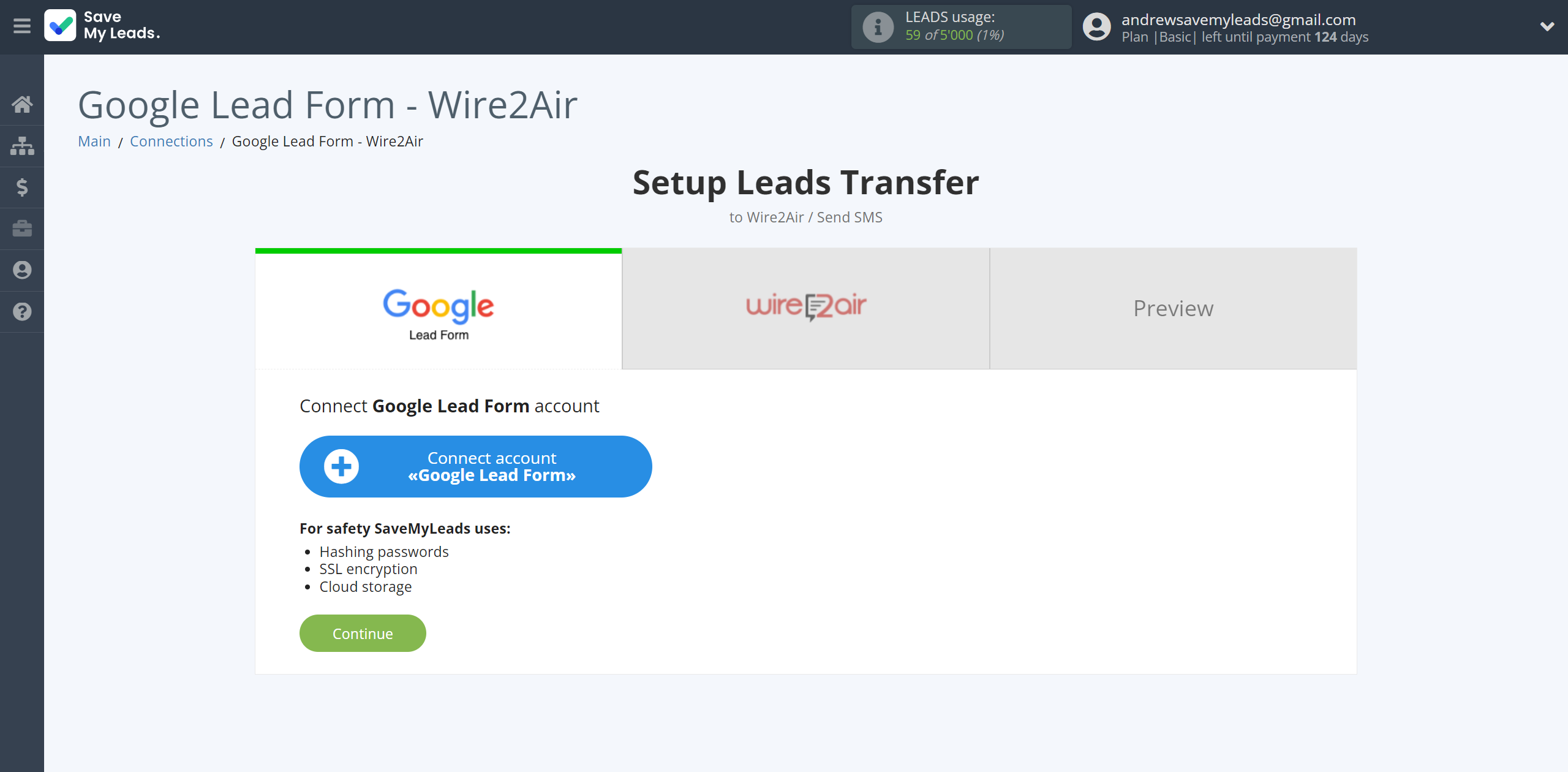 How to Connect Google Lead Form with Wire2Air | Data Source account connection