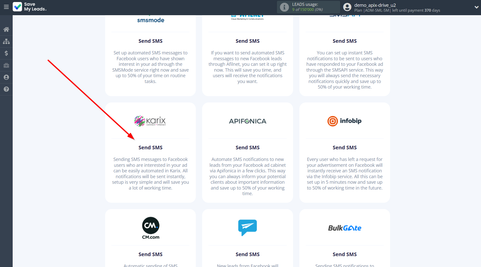How to Connect Facebook with Karix | Data Destination system selection How to Connect Facebook with Karix | Data Destination system selection