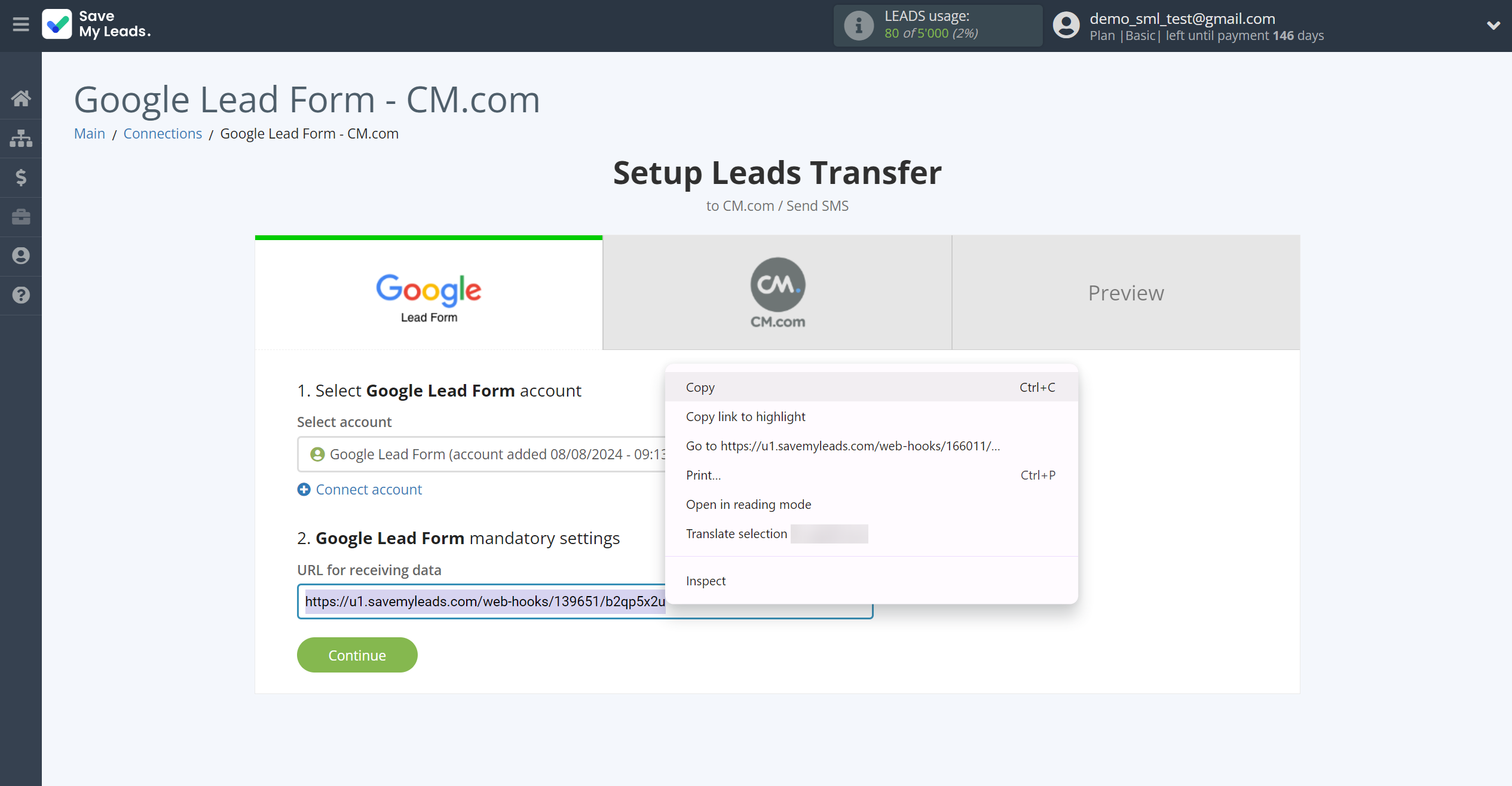 How to Connect Google Lead Form with CM.com | Data Source account connection