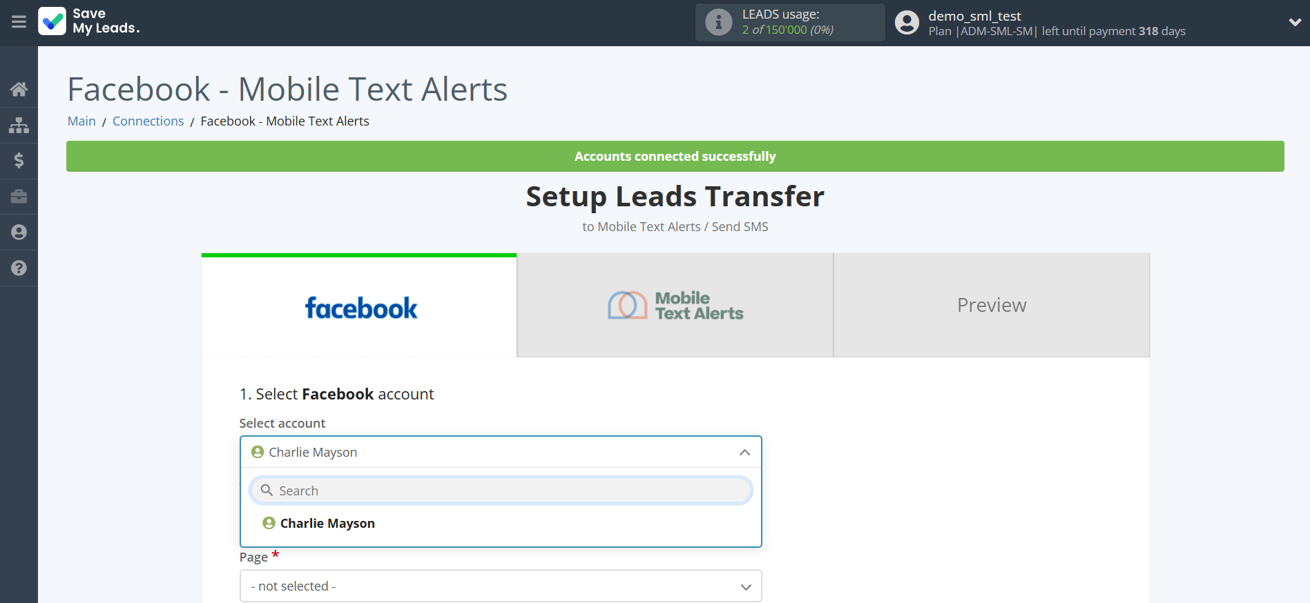 How to Connect Facebook with Mobile Text Alerts | Data Source account selection How to Connect Facebook with Mobile Text Alerts | Data Source account selection