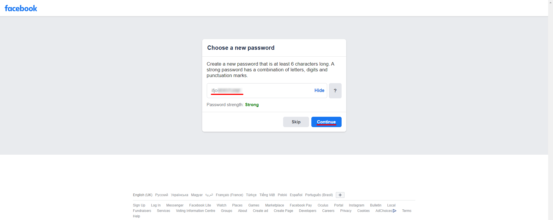Choose a new password